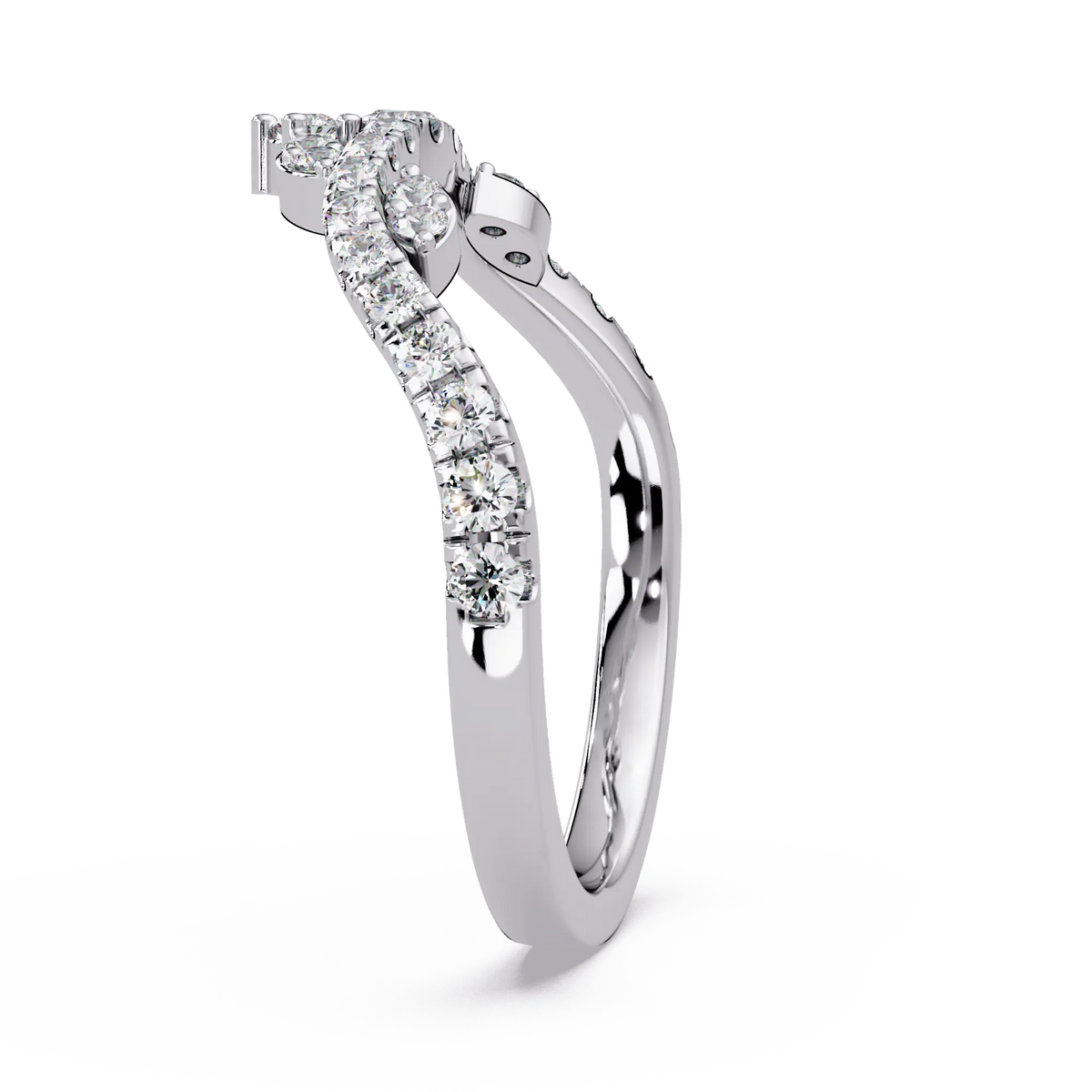 Crown Diamond Wedding Band & Royal Curved Tiara Pave Diamond Ring