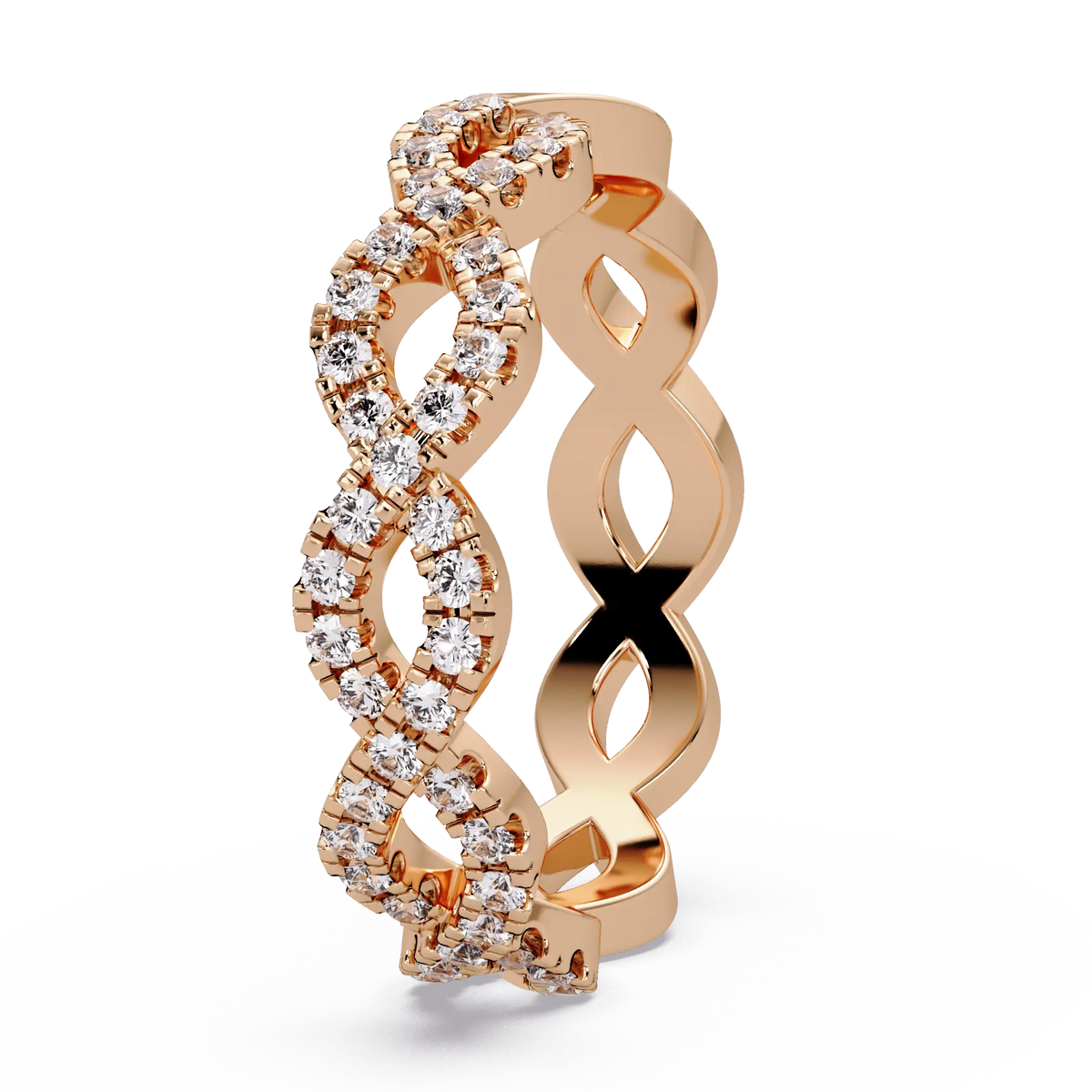 Diamond Infinity Wedding Band Vintage Inspired Interwoven Eternity Ring