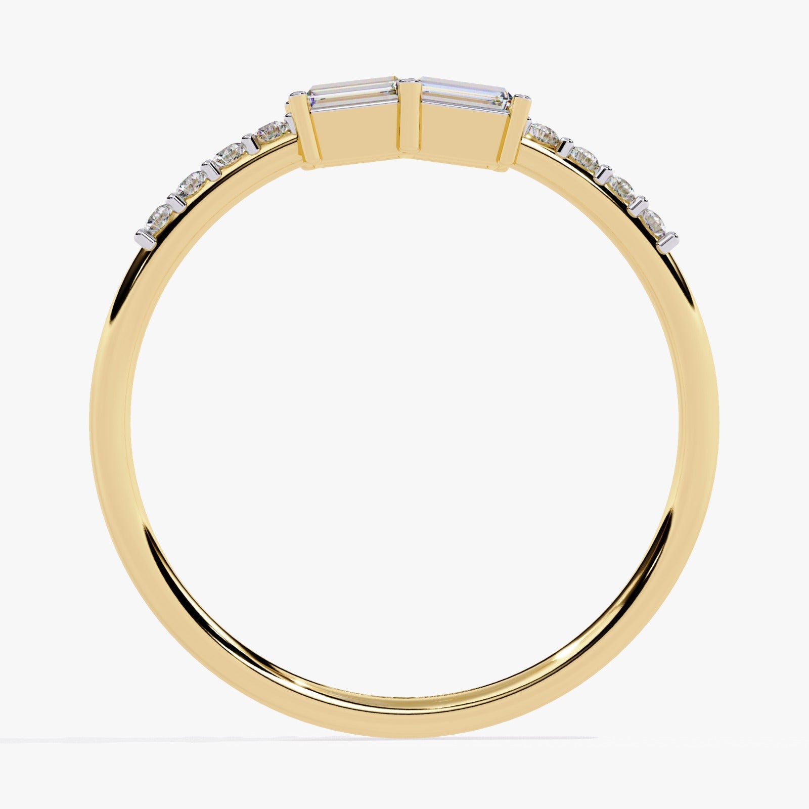 Dual Baguette-Cut & Round Lab-Grown Diamond Wedding Band