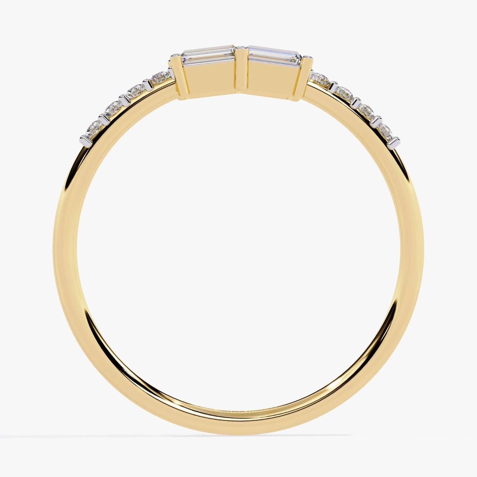 Dual Baguette-Cut & Round Lab-Grown Diamond Wedding Band