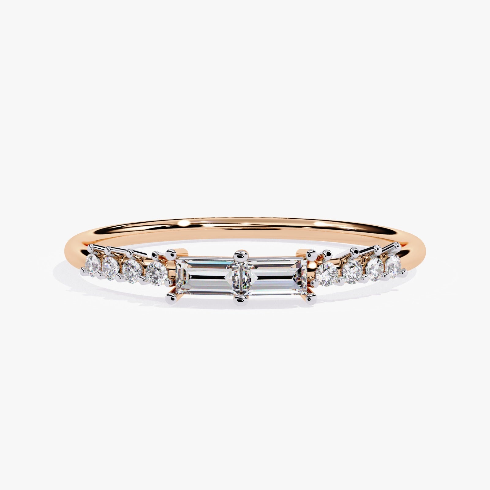 Dual Baguette-Cut & Round Lab-Grown Diamond Wedding Band