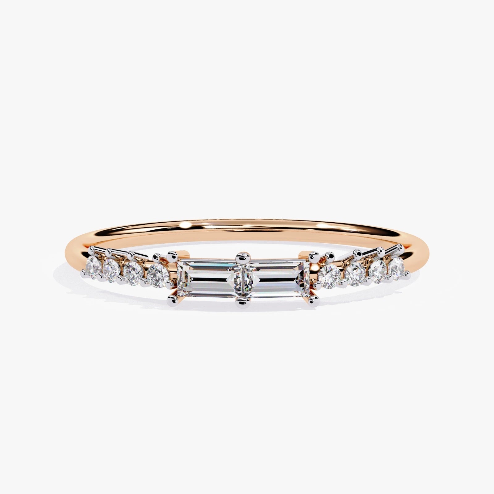 Dual Baguette-Cut & Round Lab-Grown Diamond Wedding Band