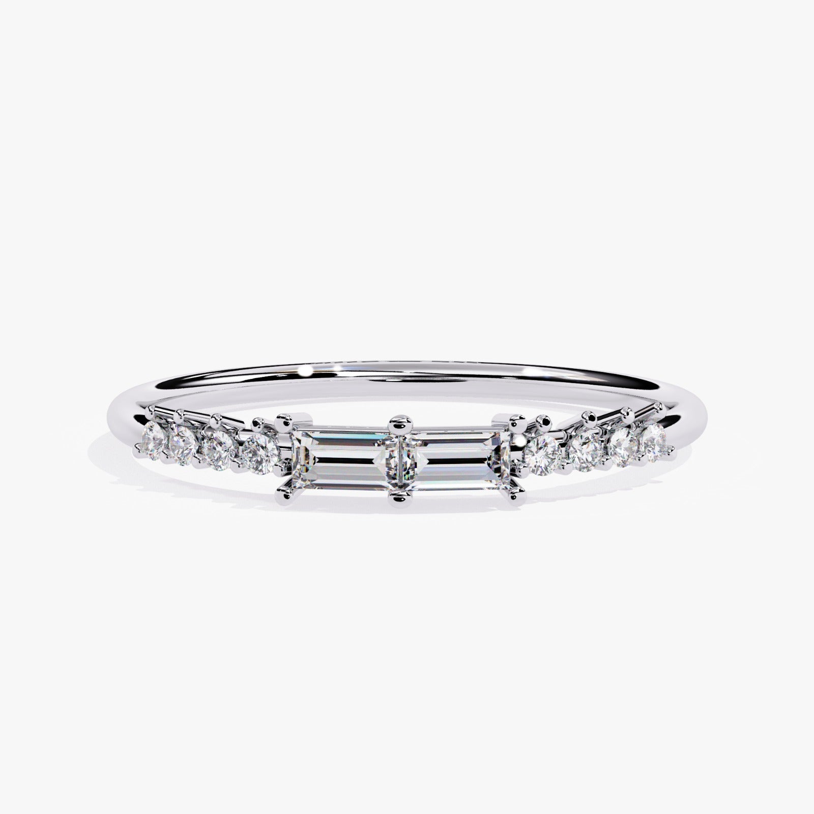 Dual Baguette-Cut & Round Lab-Grown Diamond Wedding Band