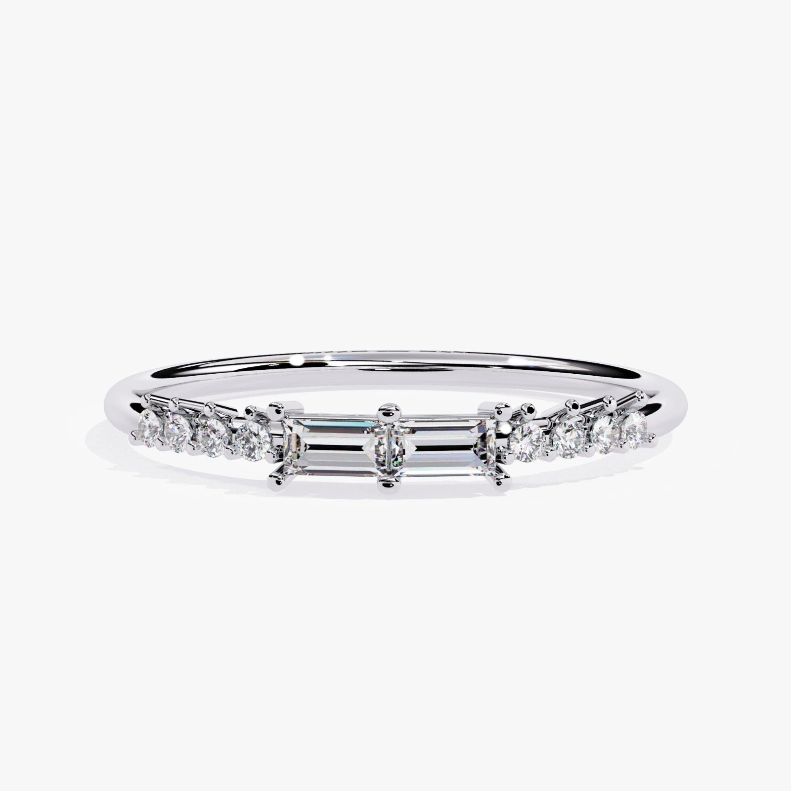 Dual Baguette-Cut & Round Lab-Grown Diamond Wedding Band