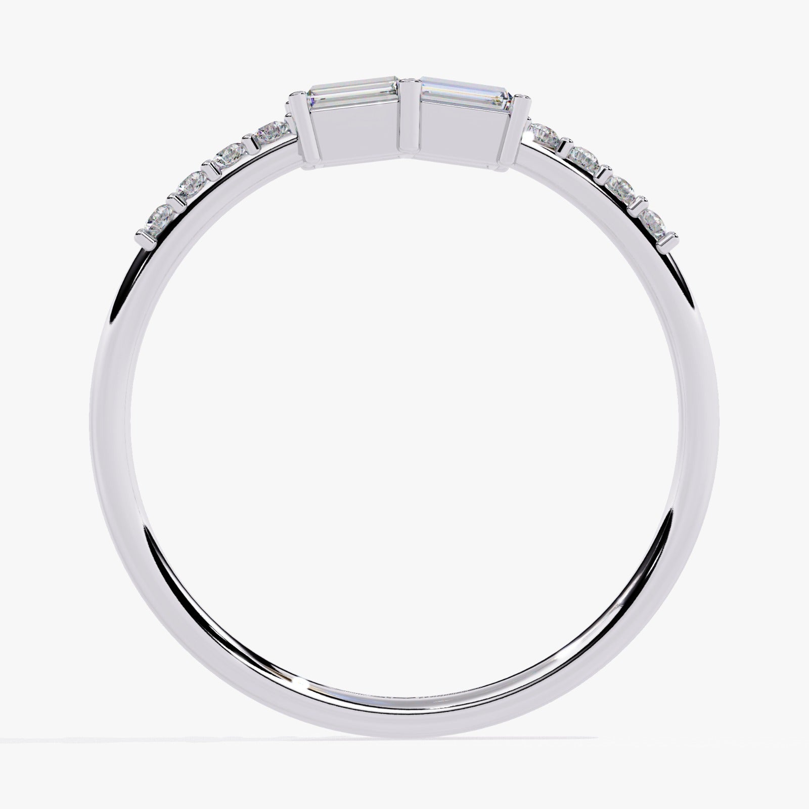 Dual Baguette-Cut & Round Lab-Grown Diamond Wedding Band