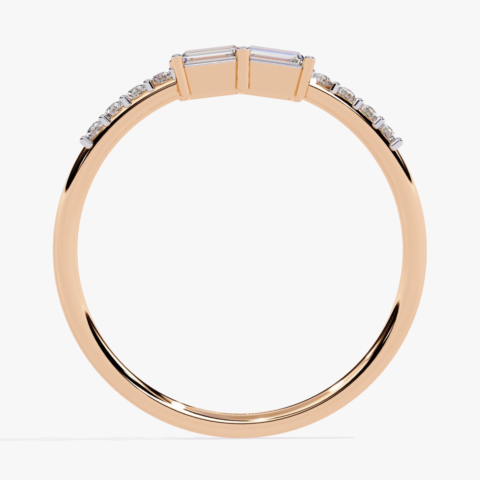 Dual Baguette-Cut & Round Lab-Grown Diamond Wedding Band