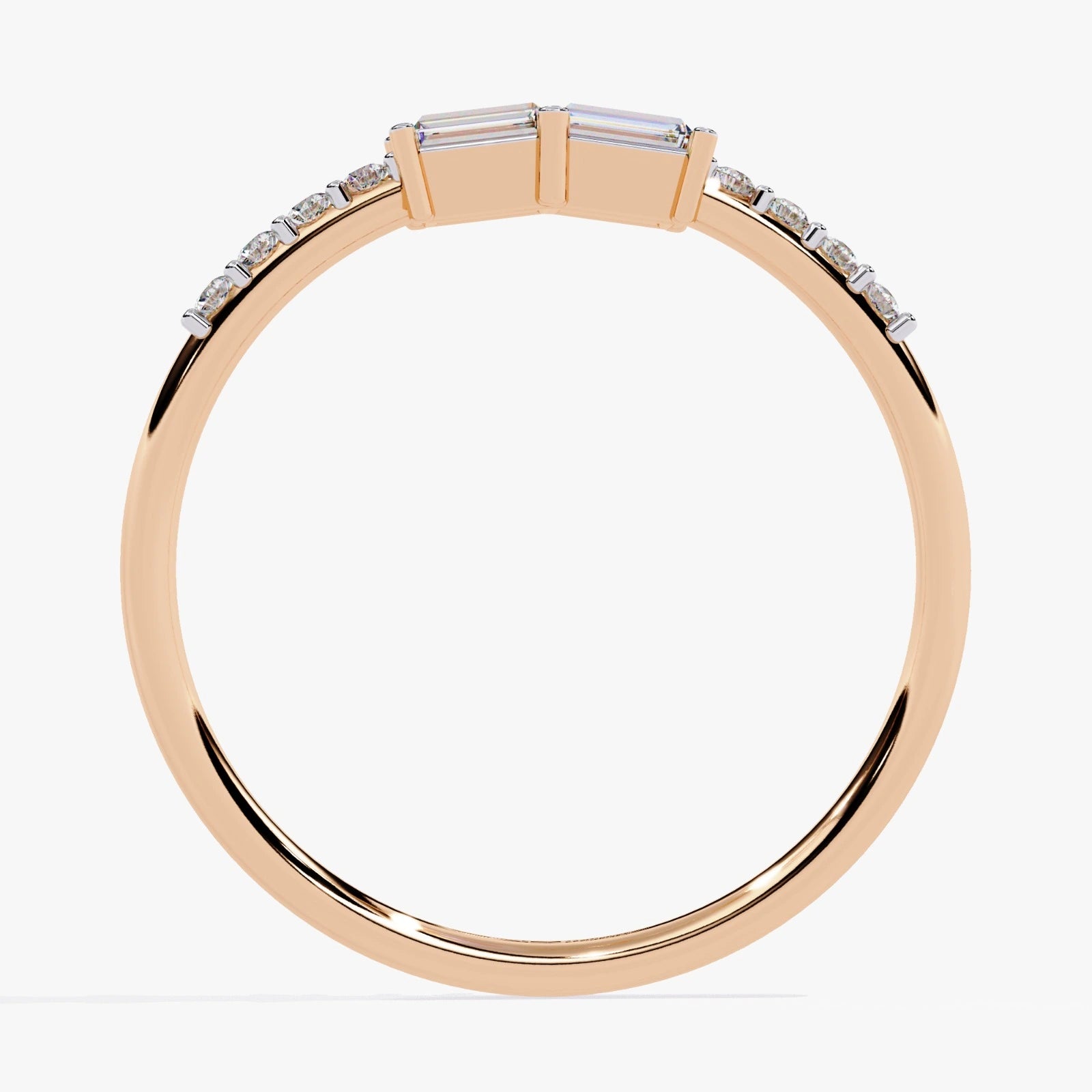 Dual Baguette-Cut & Round Lab-Grown Diamond Wedding Band
