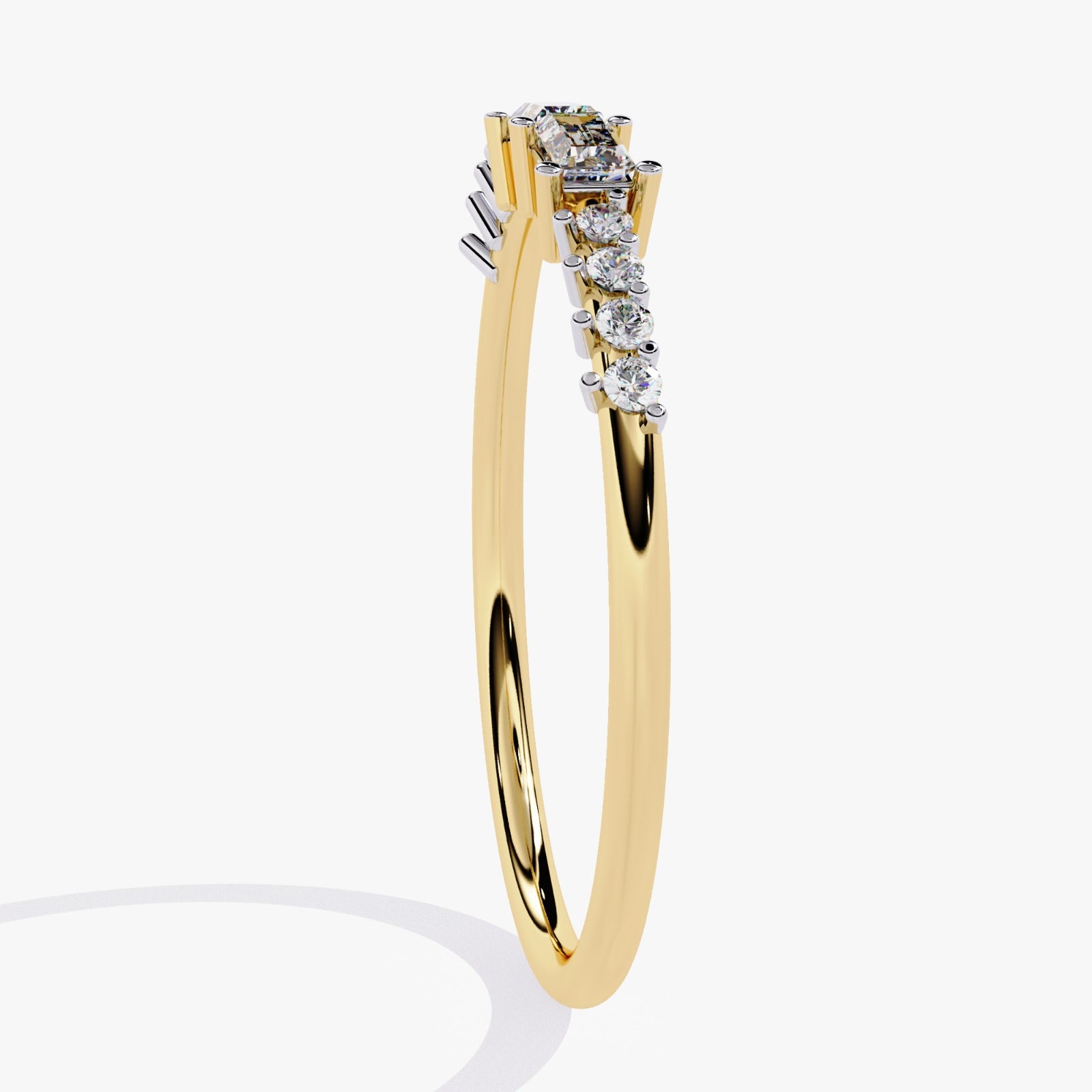 Dual Baguette-Cut & Round Lab-Grown Diamond Wedding Band