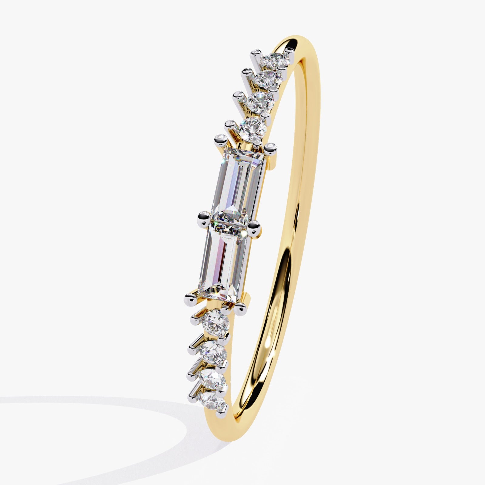 Dual Baguette-Cut & Round Lab-Grown Diamond Wedding Band