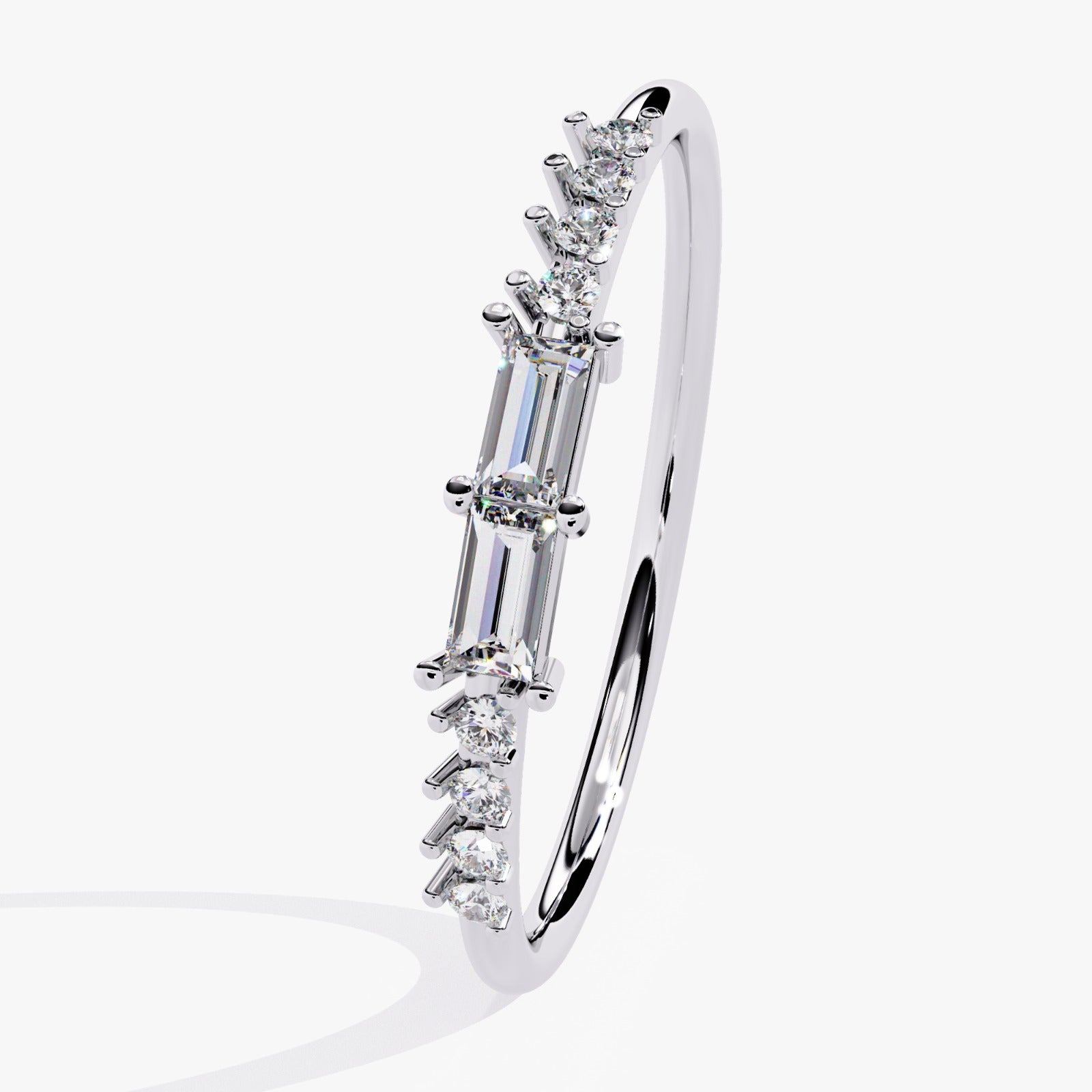 Dual Baguette-Cut & Round Lab-Grown Diamond Wedding Band