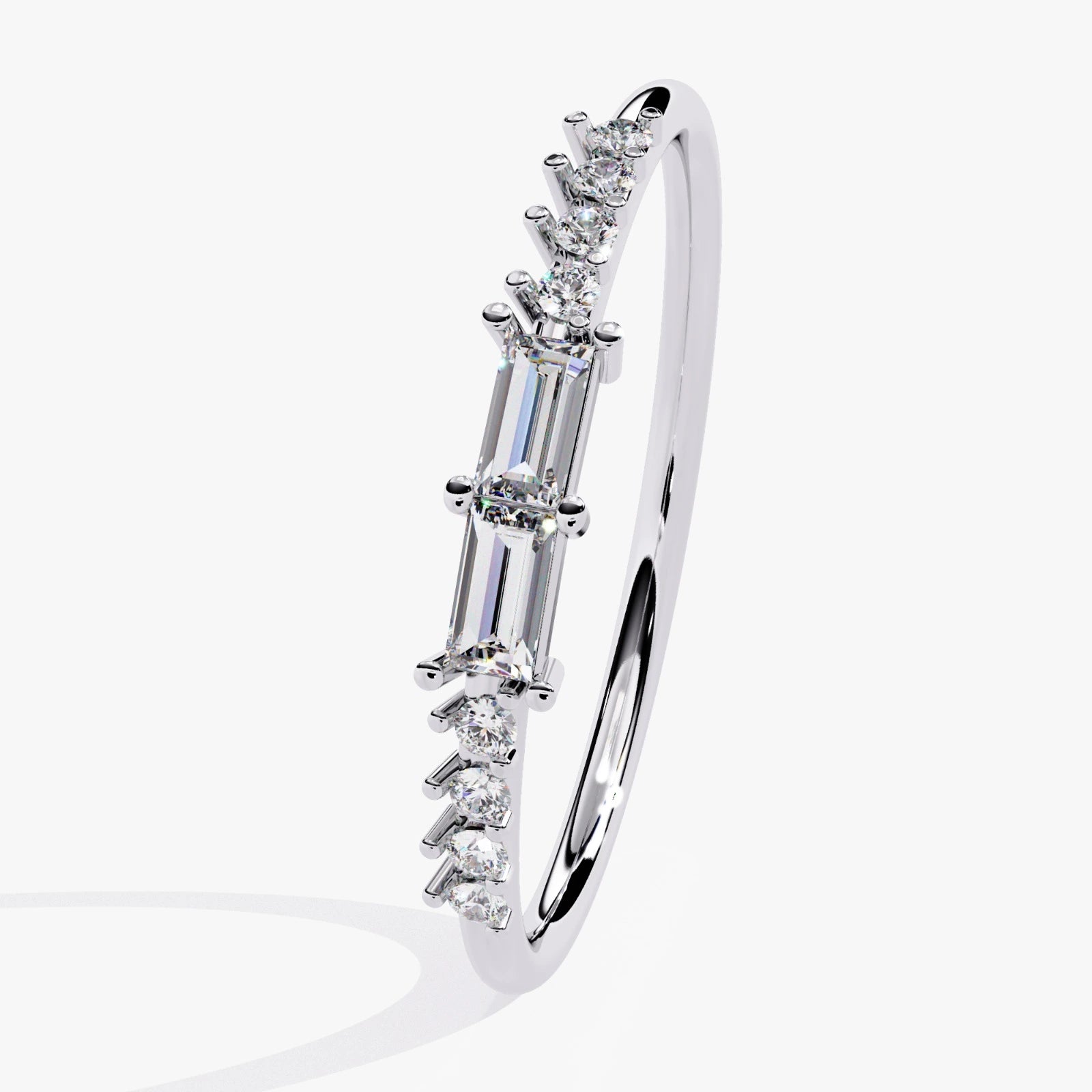 Dual Baguette-Cut & Round Lab-Grown Diamond Wedding Band