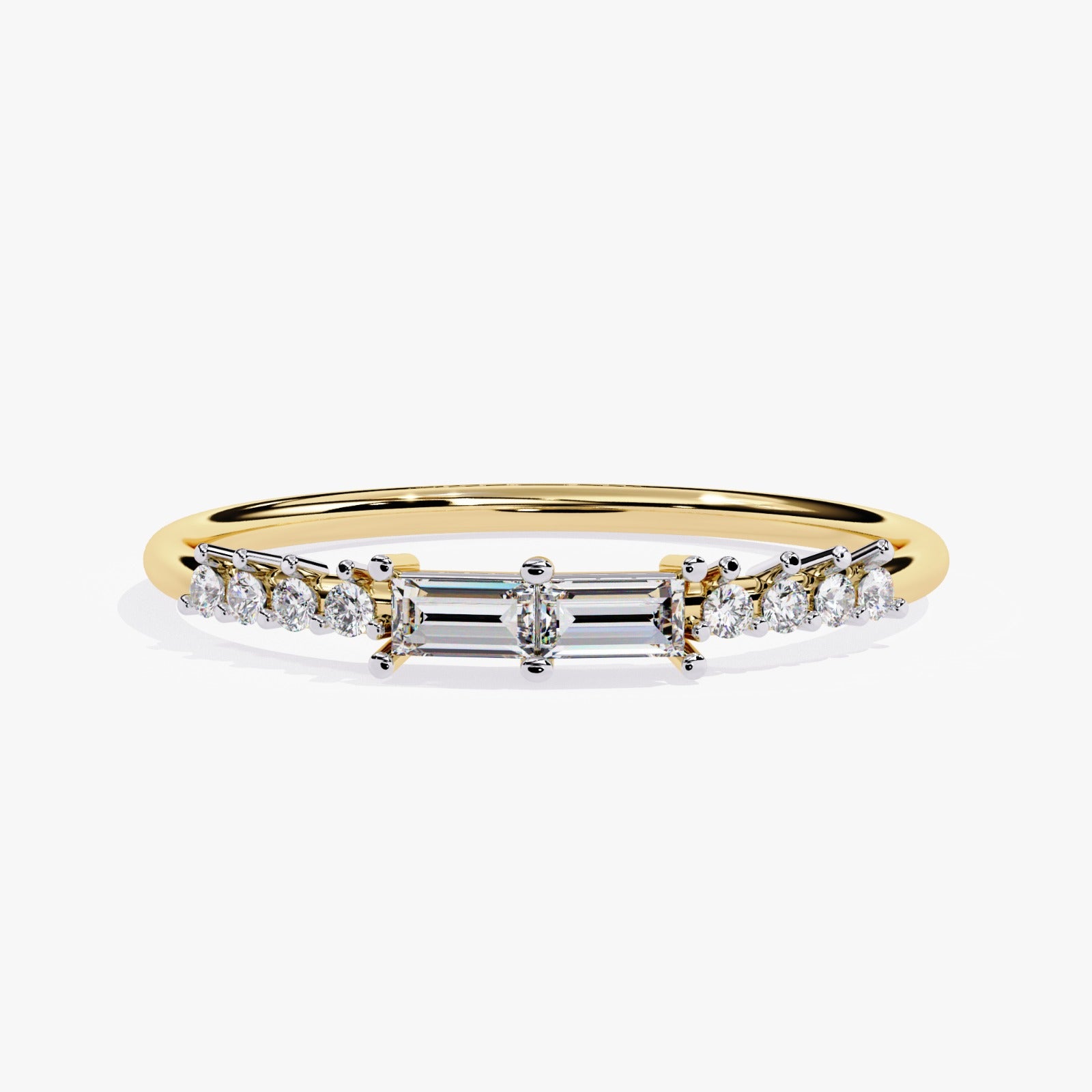 Dual Baguette-Cut & Round Lab-Grown Diamond Wedding Band