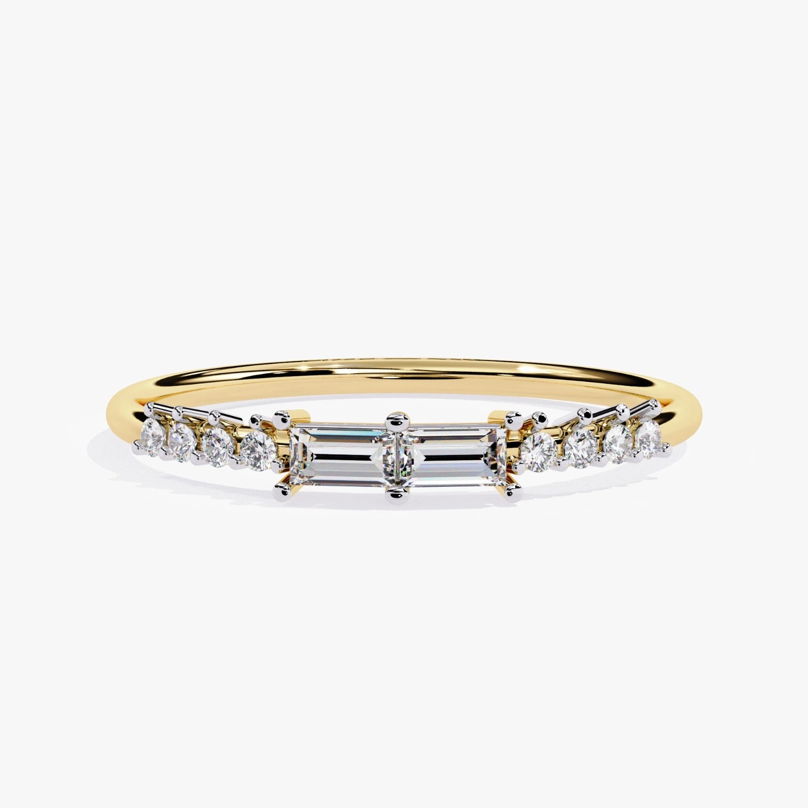 Dual Baguette-Cut & Round Lab-Grown Diamond Wedding Band