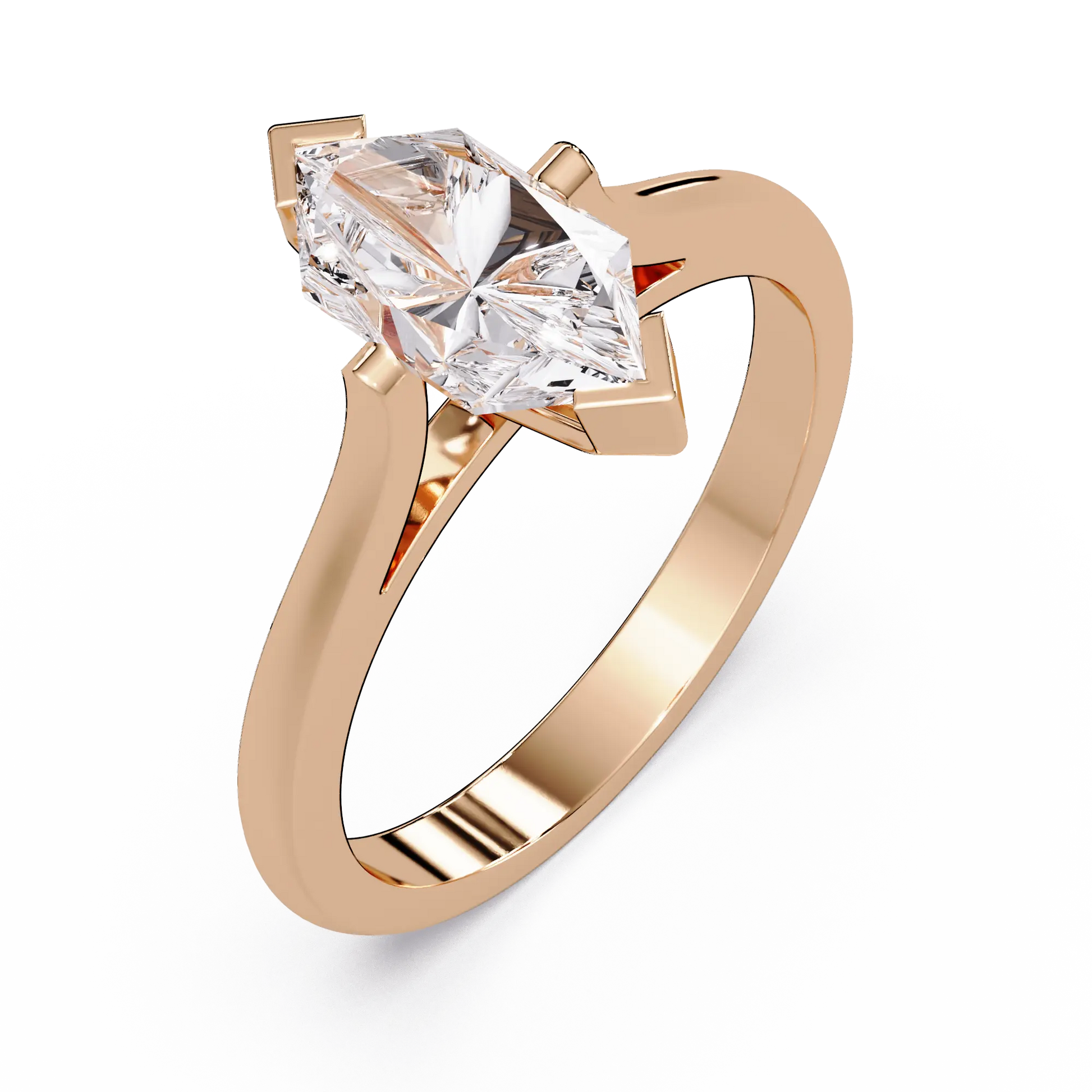 Dutch Marquise Lab Grown Diamond Engagement Ring Sleek Solitaire Style