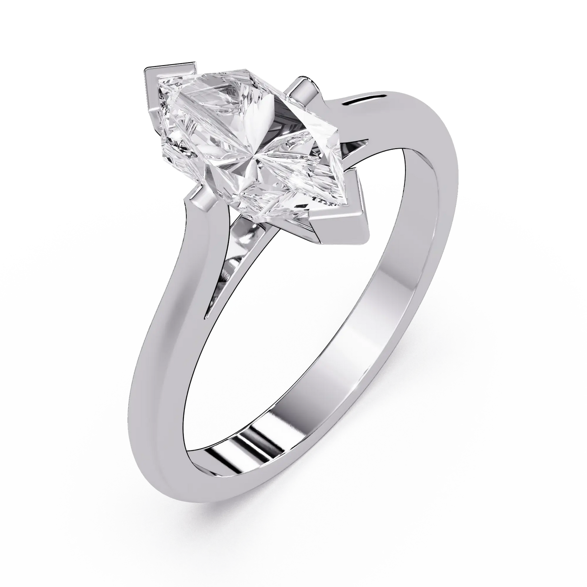 Dutch Marquise Lab Grown Diamond Engagement Ring Sleek Solitaire Style