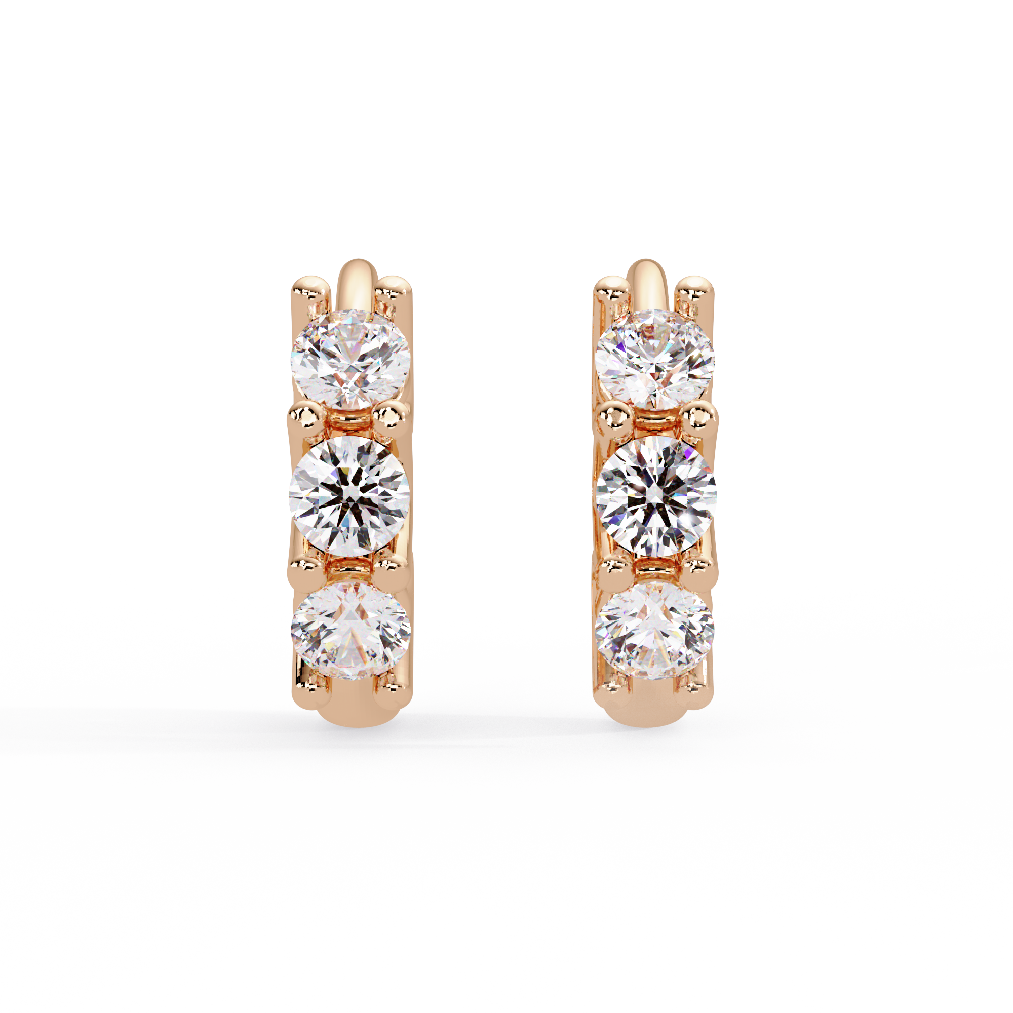 Round Cut Lab Grown Diamond Huggie Earring