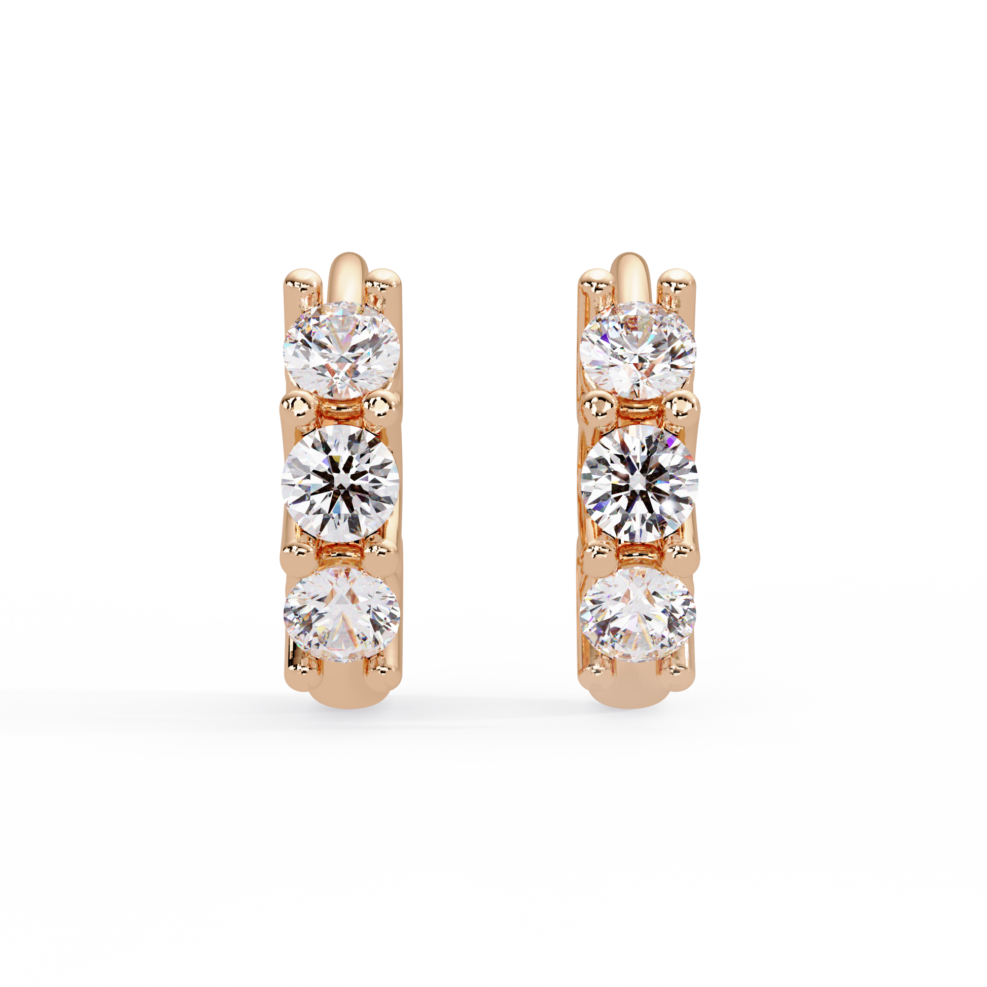 Round Cut Lab Grown Diamond Huggie Earring