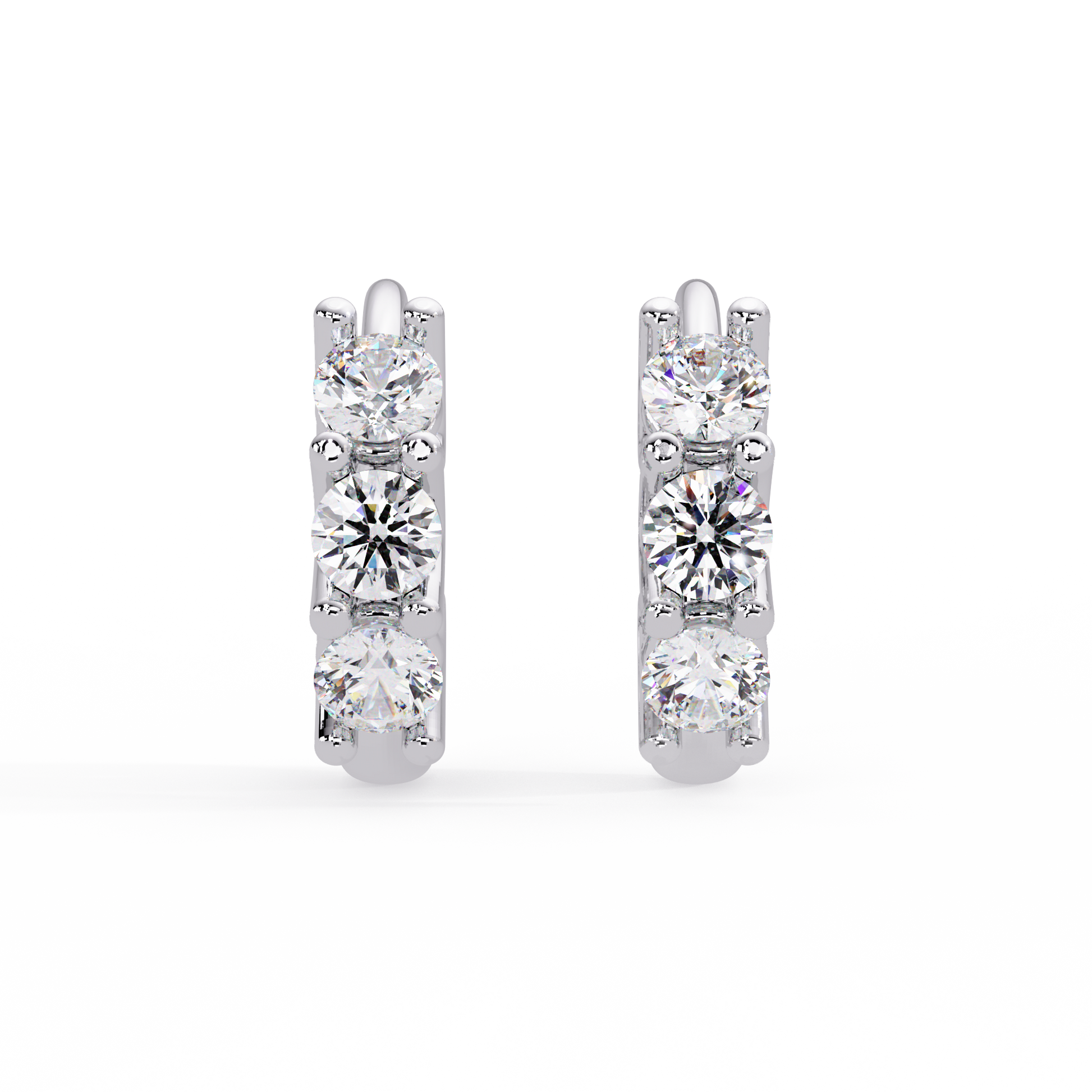 Round Cut Lab Grown Diamond Huggie Earring