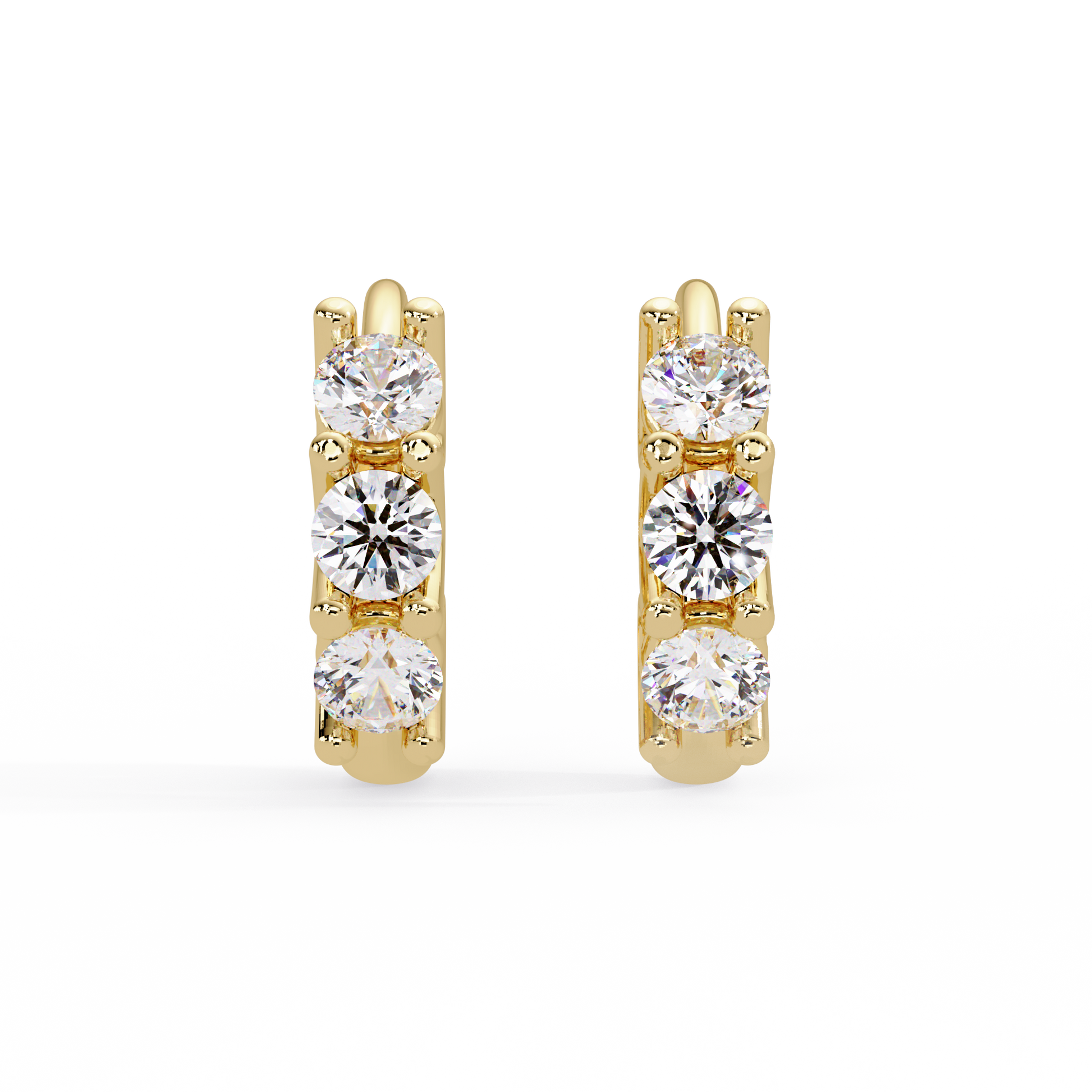Round Cut Lab Grown Diamond Huggie Earring