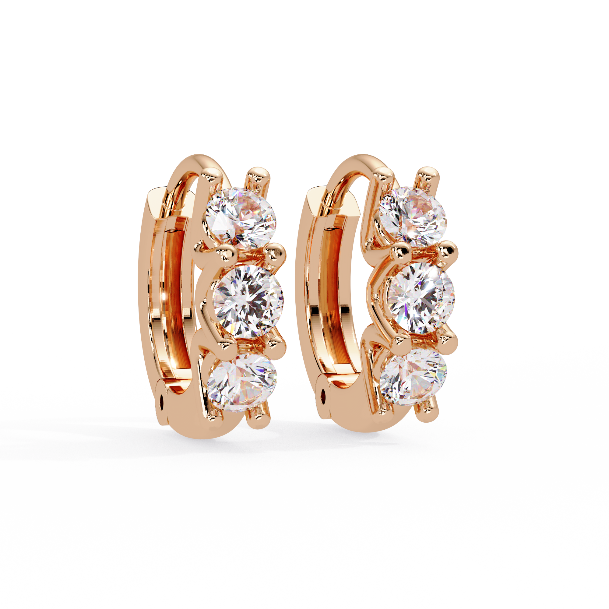Round Cut Lab Grown Diamond Huggie Earring