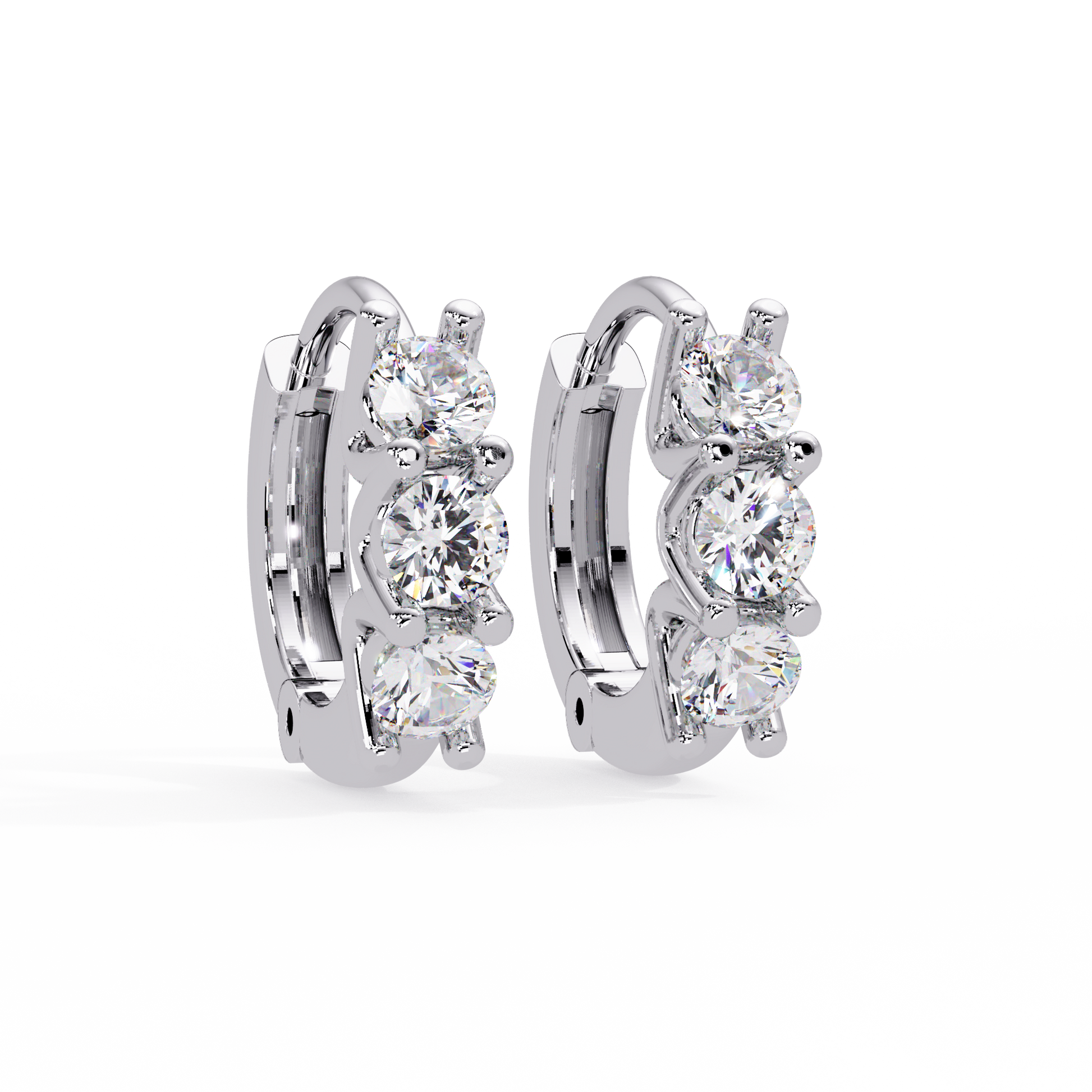 Round Cut Lab Grown Diamond Huggie Earring