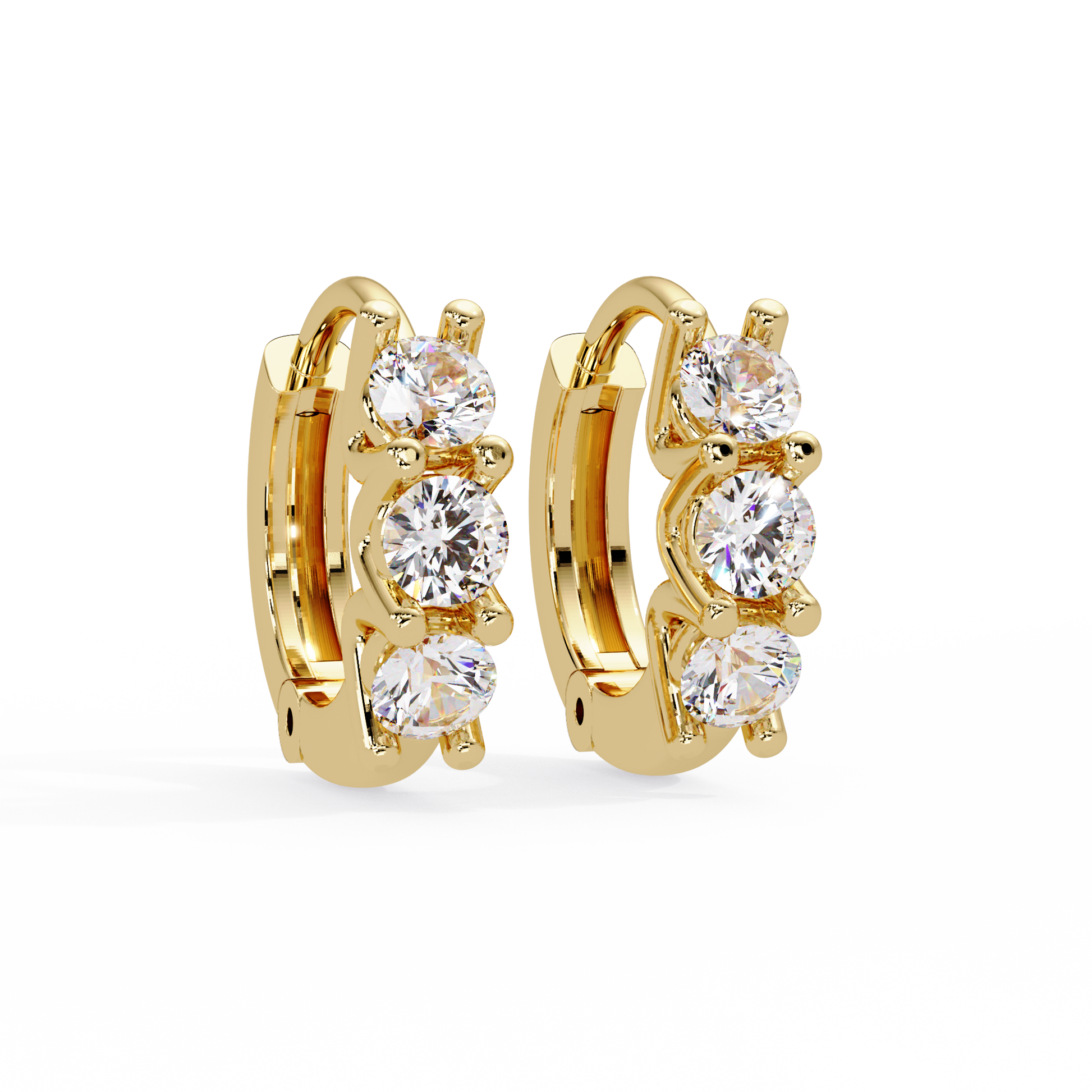 Round Cut Lab Grown Diamond Huggie Earring