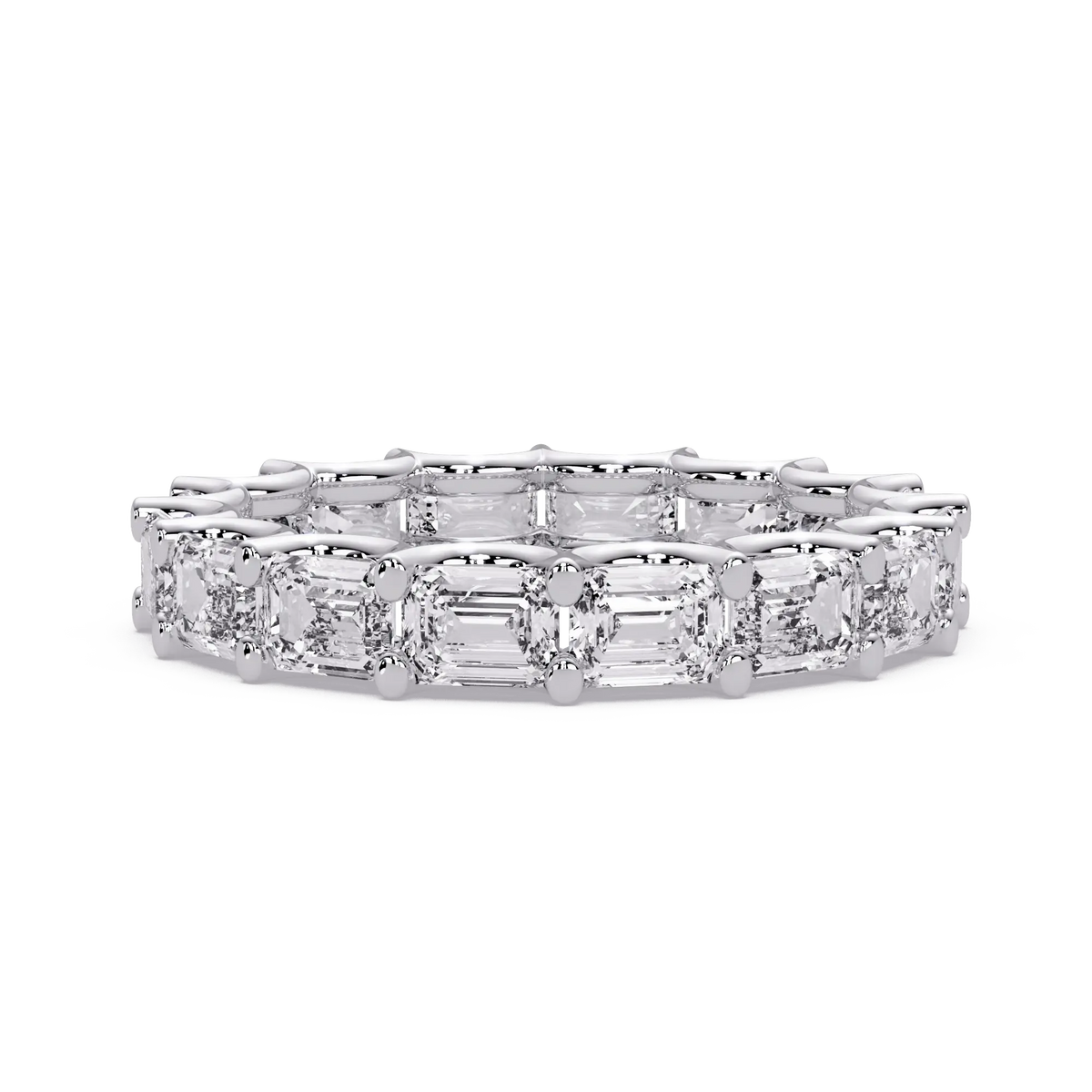 Emerald Cut Lab Grown Diamond Eternity Wedding Band & Elegant Shared Prong Anniversary Ring