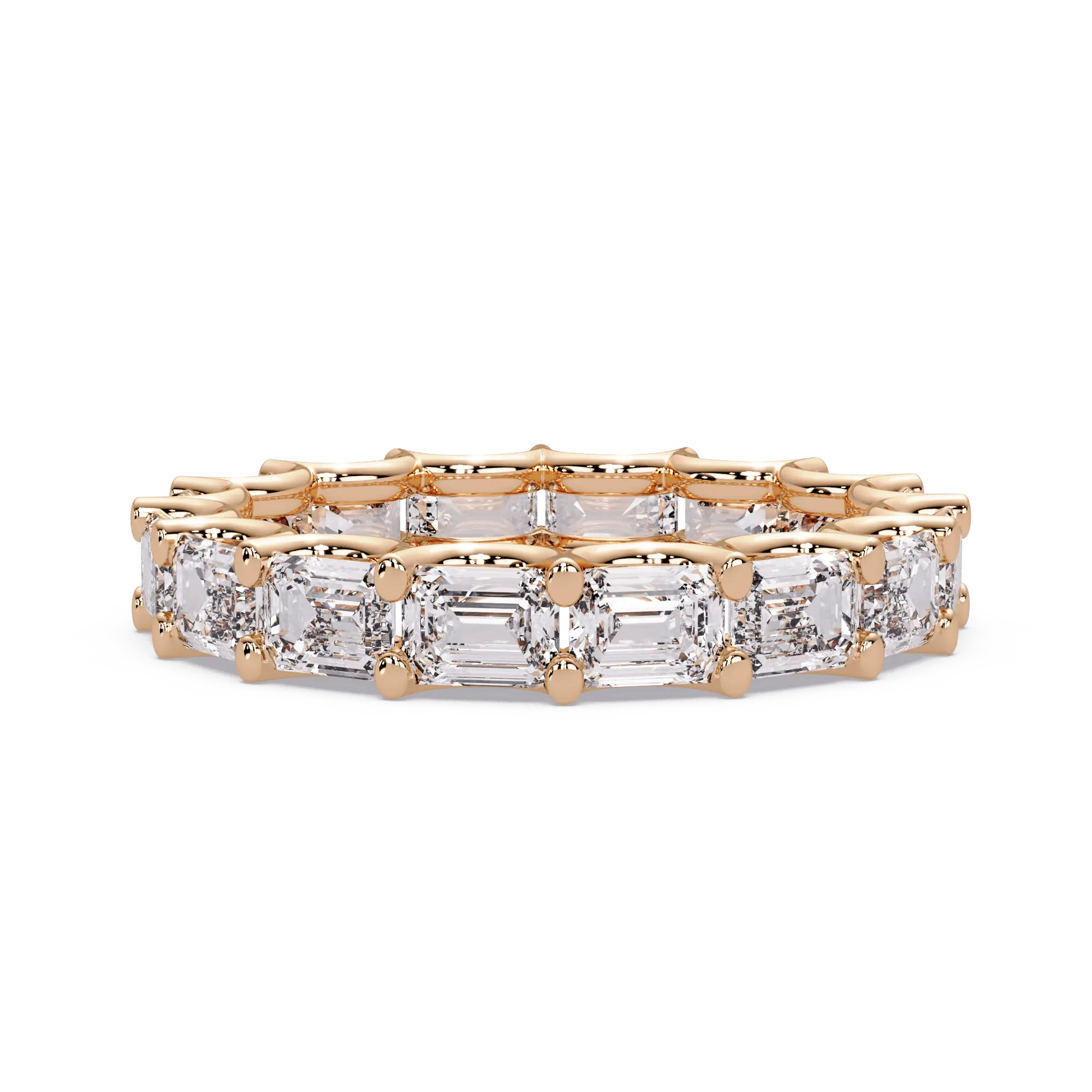 Emerald Cut Lab Grown Diamond Eternity Wedding Band & Elegant Shared Prong Anniversary Ring