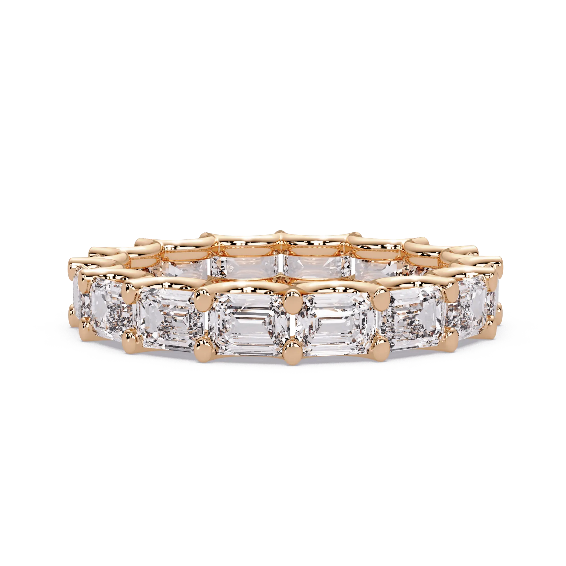 Emerald Cut Lab Grown Diamond Eternity Wedding Band & Elegant Shared Prong Anniversary Ring