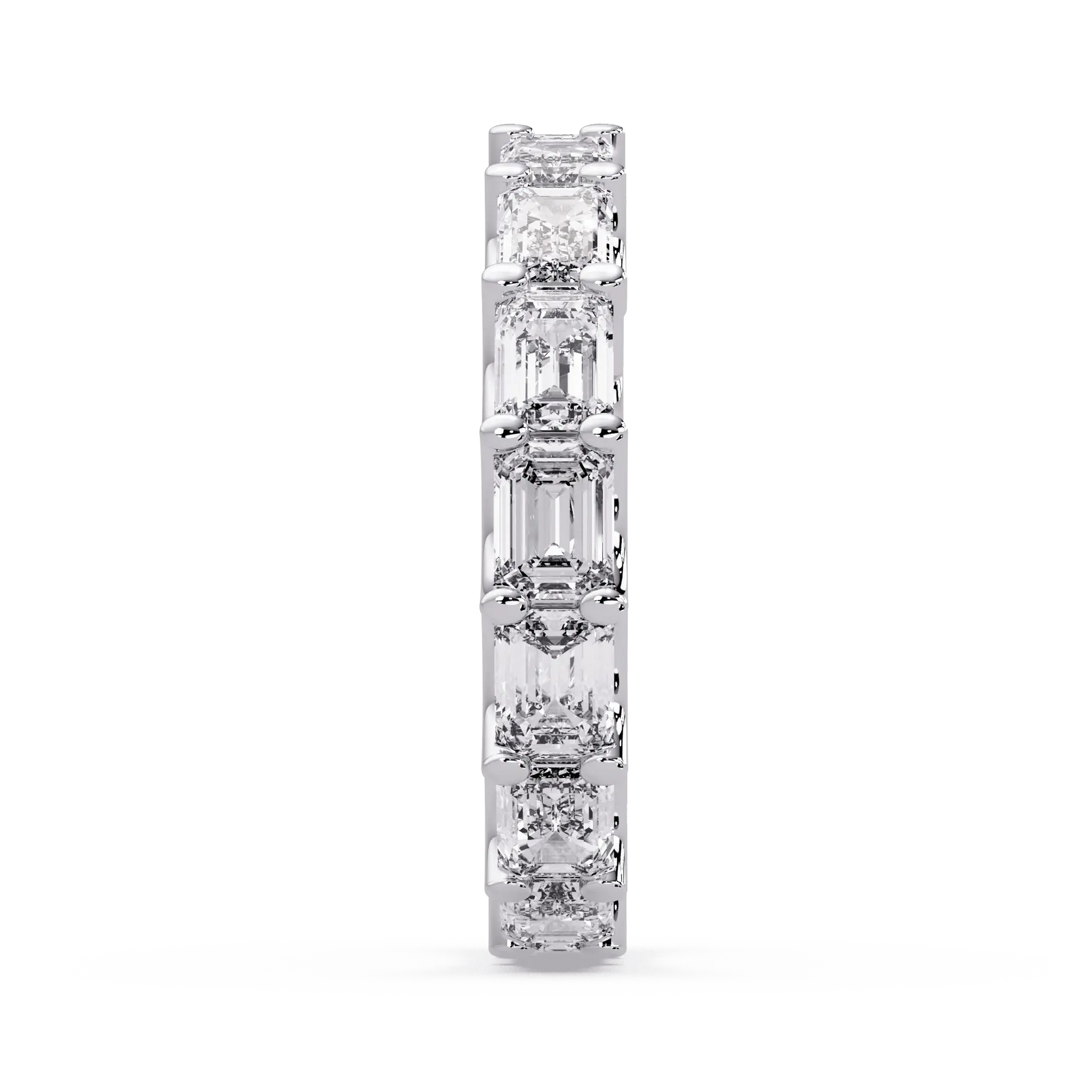 Emerald Cut Lab Grown Diamond Eternity Wedding Band & Elegant Shared Prong Anniversary Ring