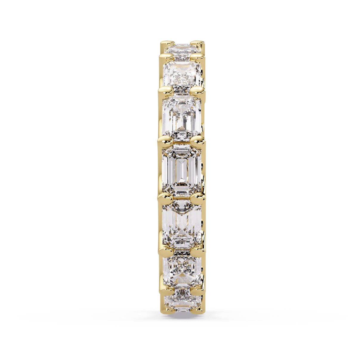 Emerald Cut Lab Grown Diamond Eternity Wedding Band & Elegant Shared Prong Anniversary Ring