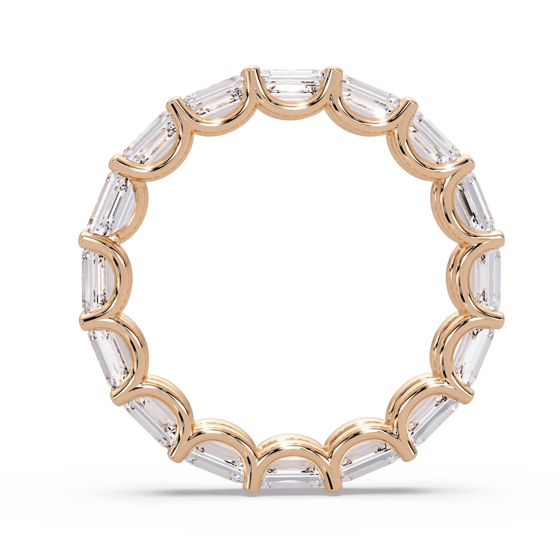 Emerald Cut Lab Grown Diamond Eternity Wedding Band & Elegant Shared Prong Anniversary Ring