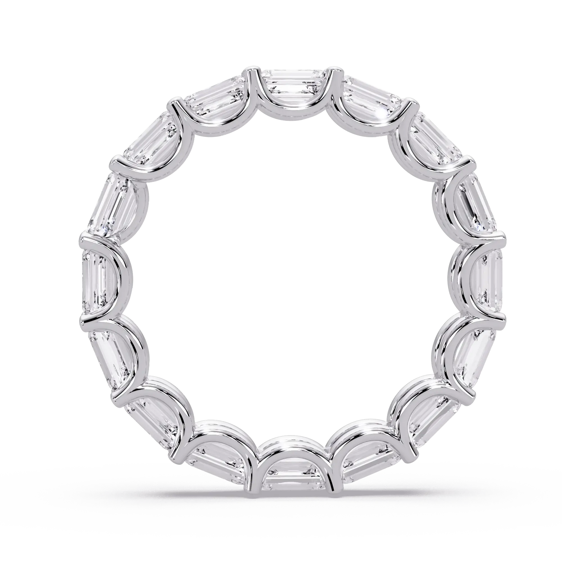 Emerald Cut Lab Grown Diamond Eternity Wedding Band & Elegant Shared Prong Anniversary Ring