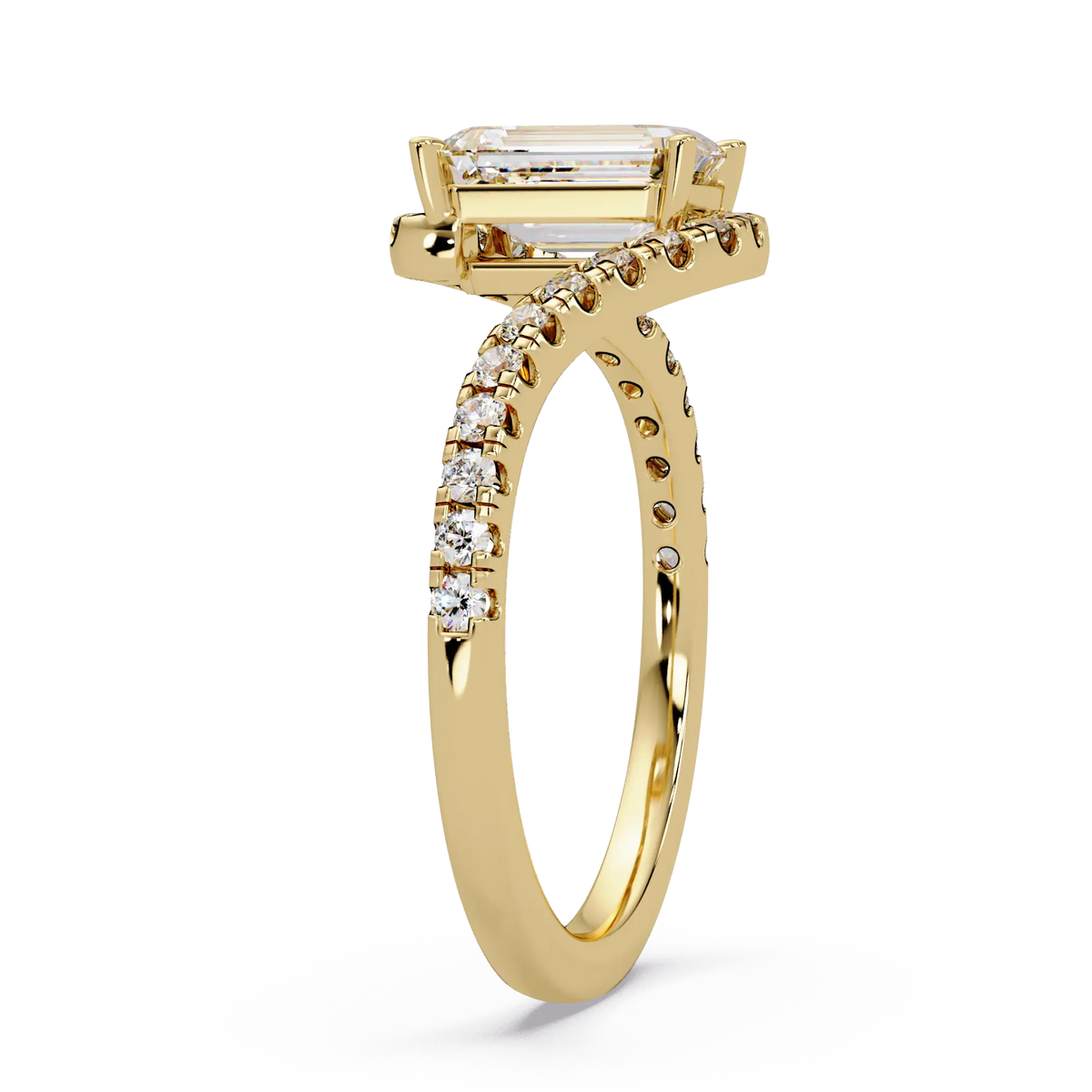 Emerald Cut Lab Grown Diamond Bypass Engagement Ring