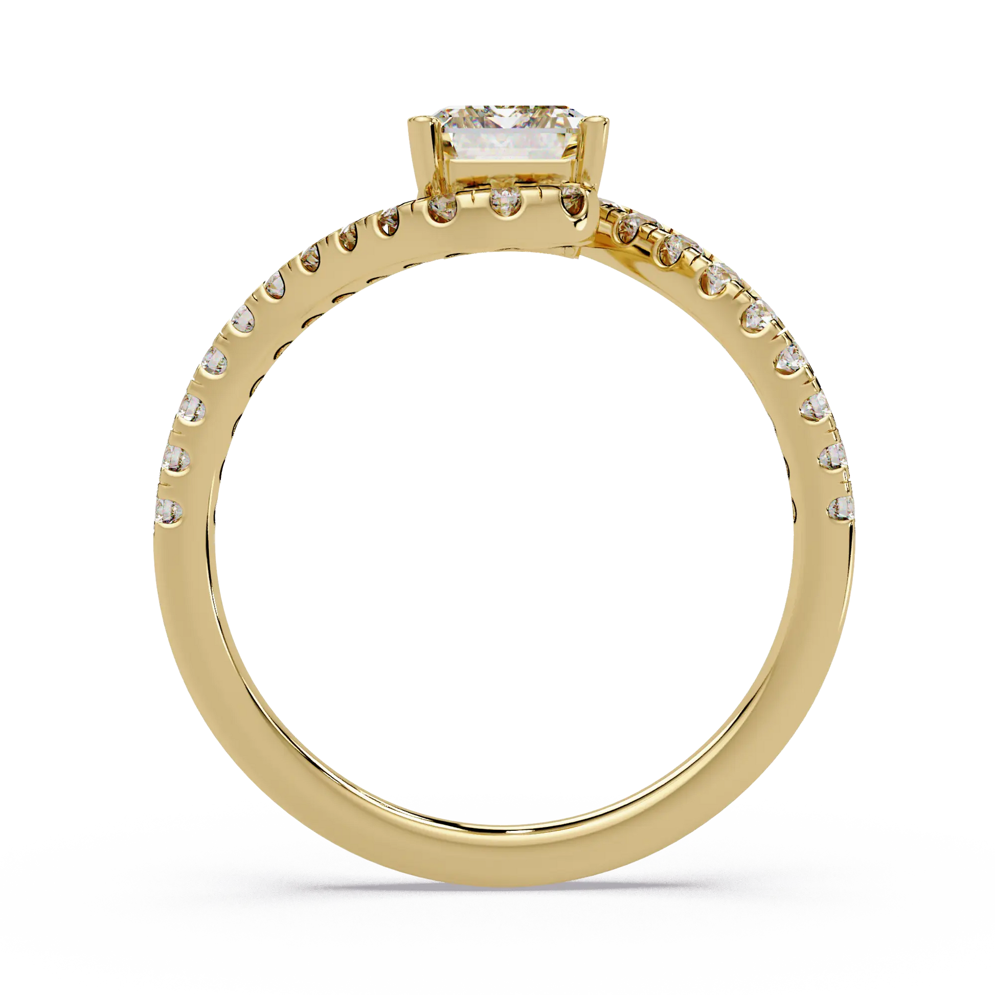Emerald Cut Lab Grown Diamond Bypass Engagement Ring