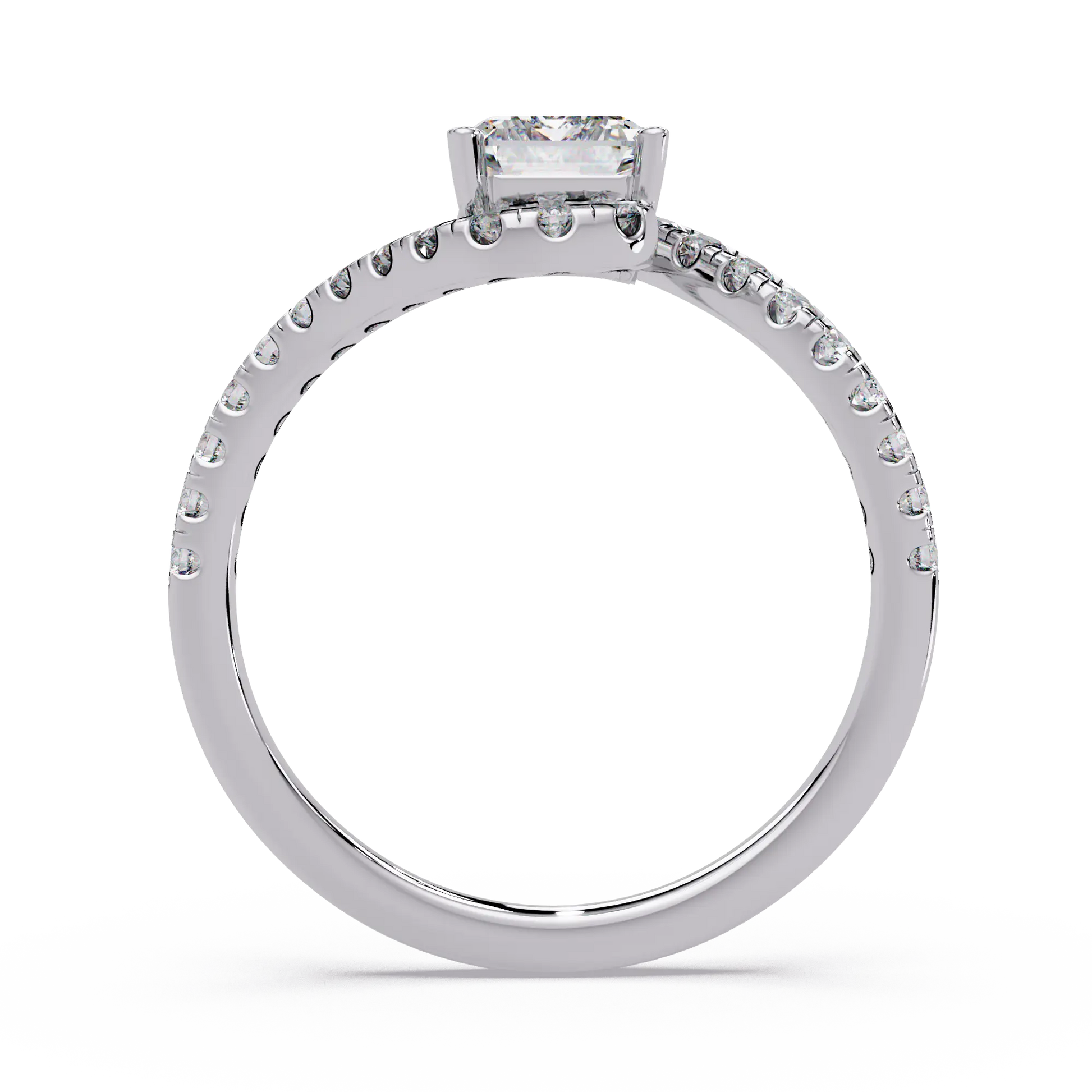 Emerald Cut Lab Grown Diamond Bypass Engagement Ring