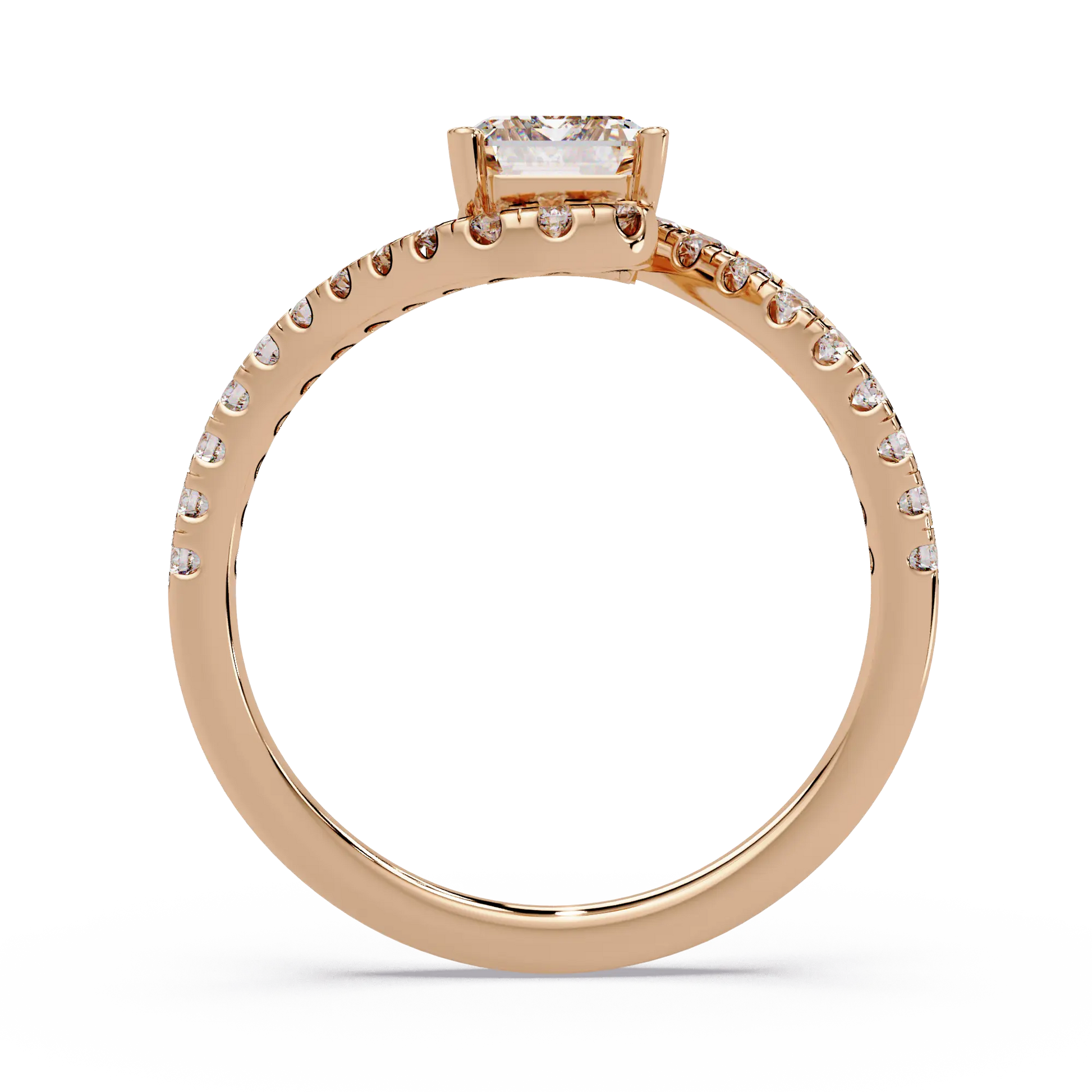 Emerald Cut Lab Grown Diamond Bypass Engagement Ring