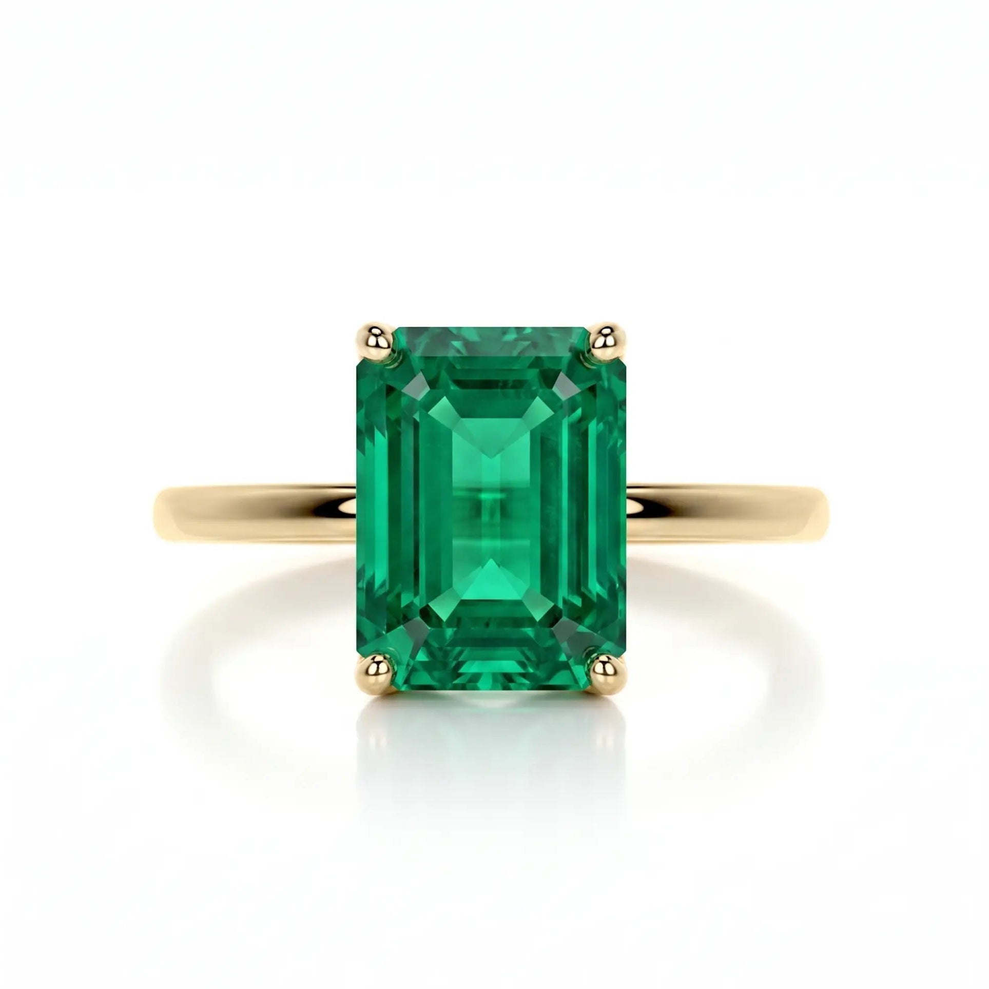 Emerald Cut Emerald Green Lab Grown Diamond Solitaire Engagement Ring – Classic Four Prong Design