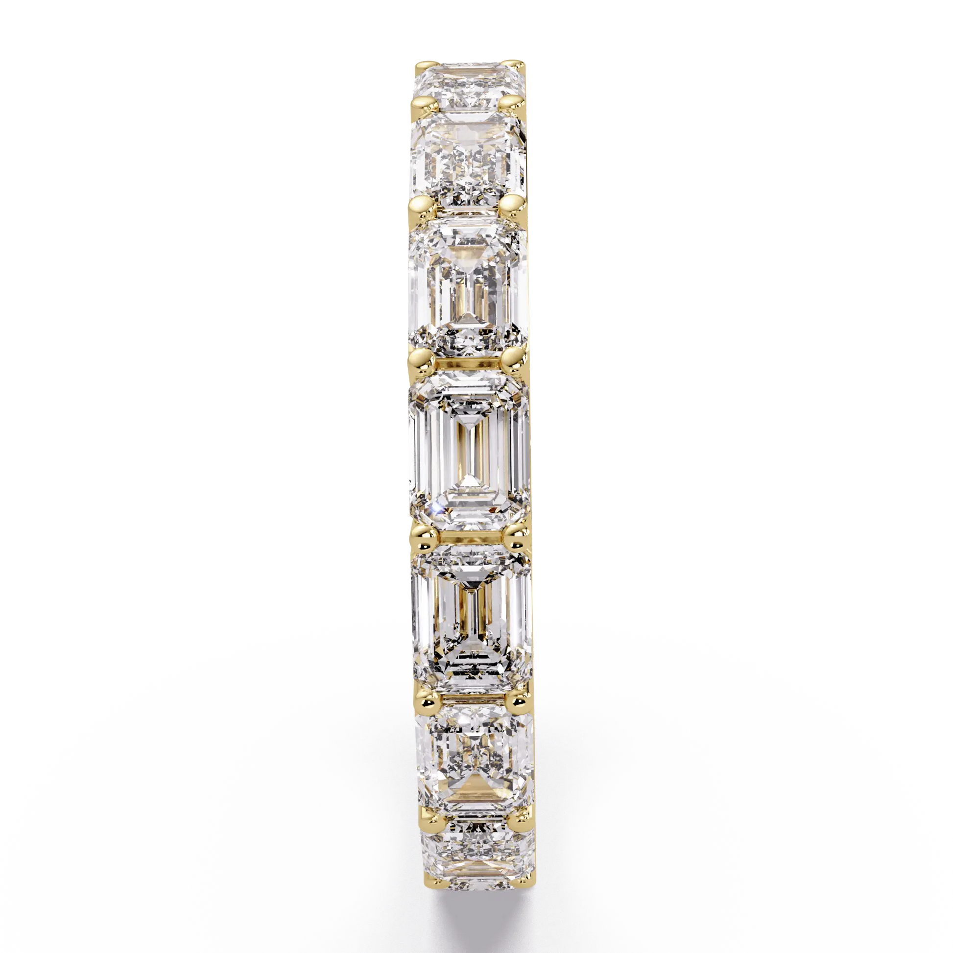 Emerald Cut Lab Grown Diamond Eternity Wedding Band & Classic Shared Prong Anniversary Ring