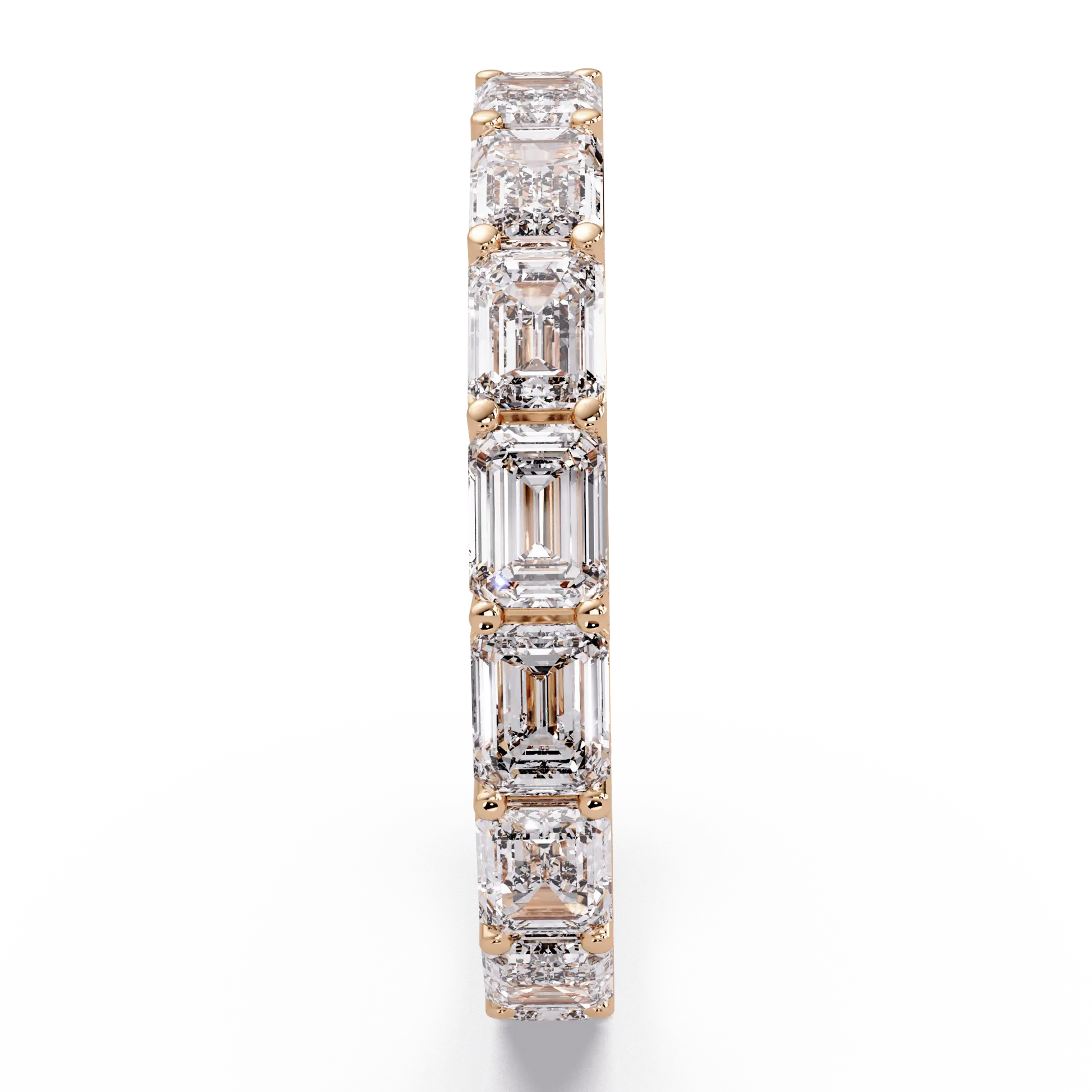 Emerald Cut Lab Grown Diamond Eternity Wedding Band & Classic Shared Prong Anniversary Ring
