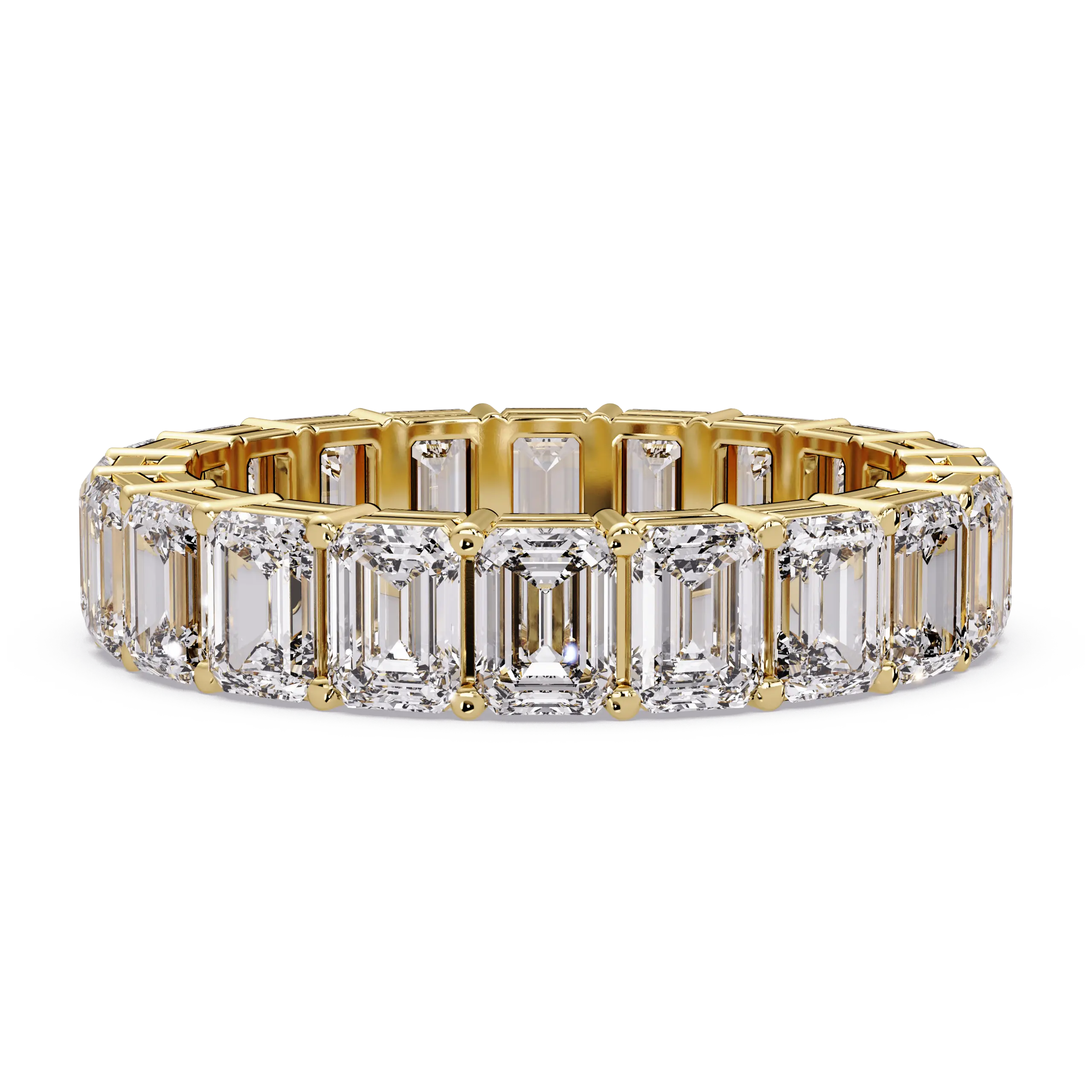 Emerald Cut Lab Grown Diamond Eternity Wedding Band & Full Eternity Shared Prong Diamond Ring