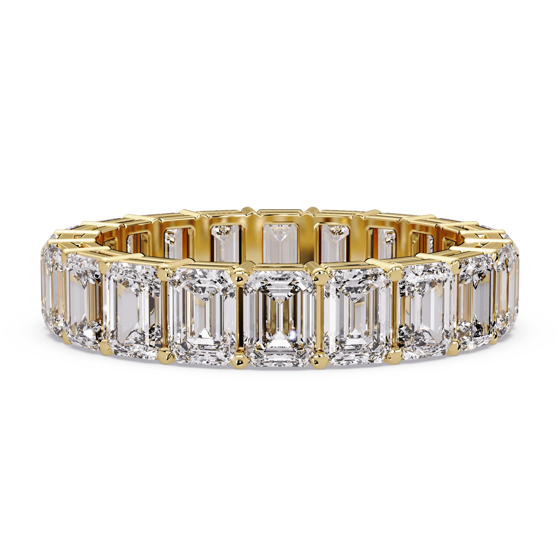 Emerald Cut Lab Grown Diamond Eternity Wedding Band & Full Eternity Shared Prong Diamond Ring