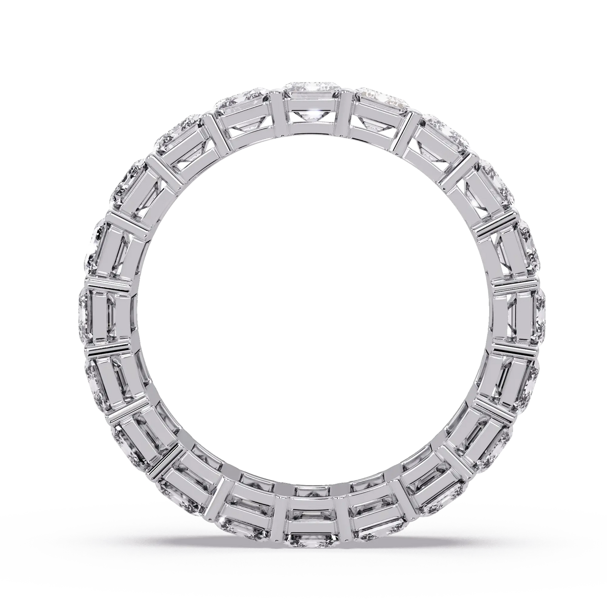 Emerald Cut Lab Grown Diamond Eternity Wedding Band & Full Eternity Shared Prong Diamond Ring