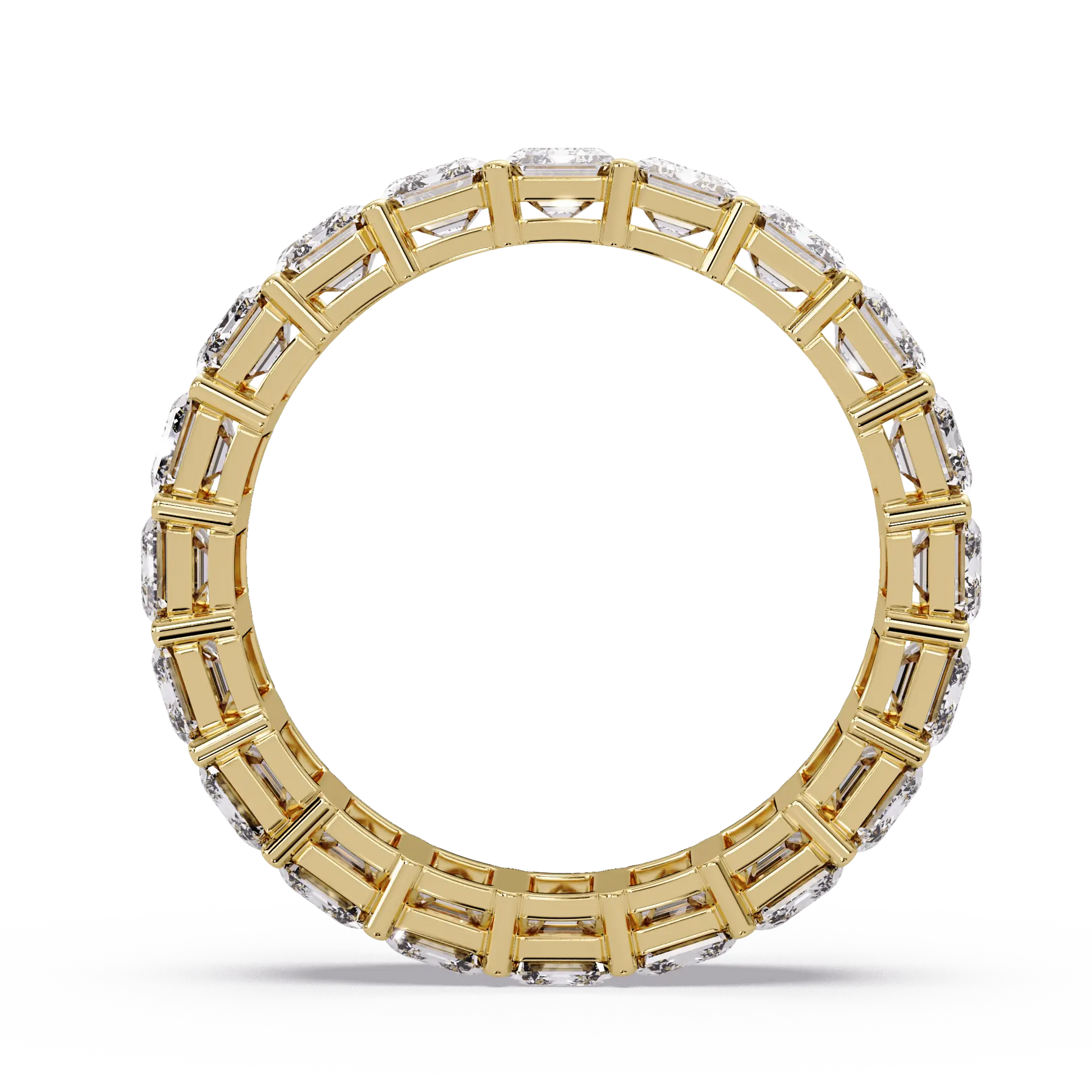 Emerald Cut Lab Grown Diamond Eternity Wedding Band & Full Eternity Shared Prong Diamond Ring
