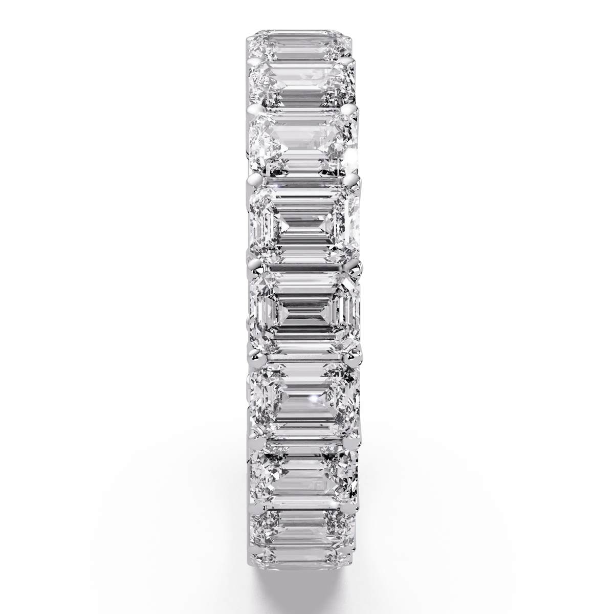 Emerald Cut Lab Grown Diamond Eternity Wedding Band & Full Eternity Shared Prong Diamond Ring