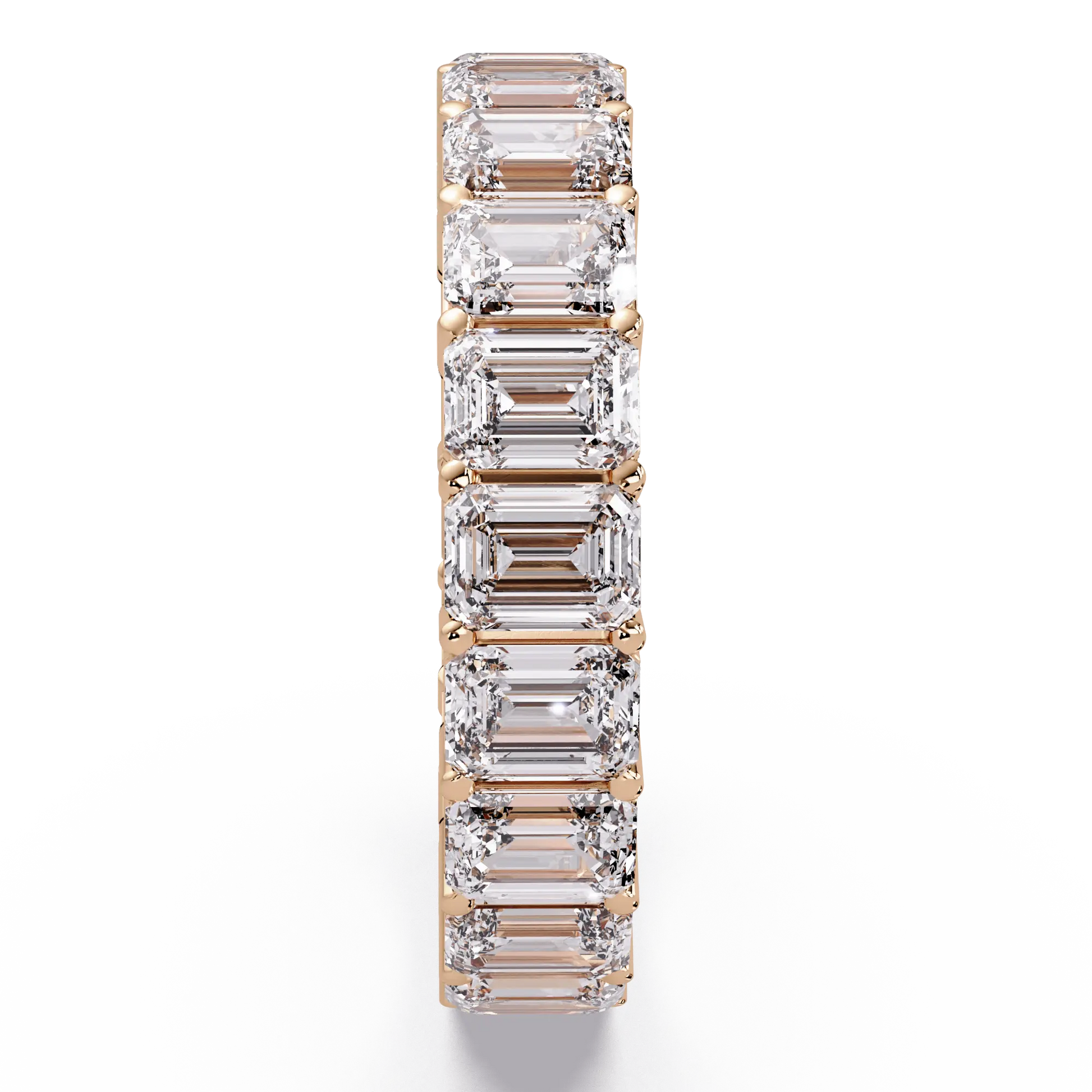 Emerald Cut Lab Grown Diamond Eternity Wedding Band & Full Eternity Shared Prong Diamond Ring