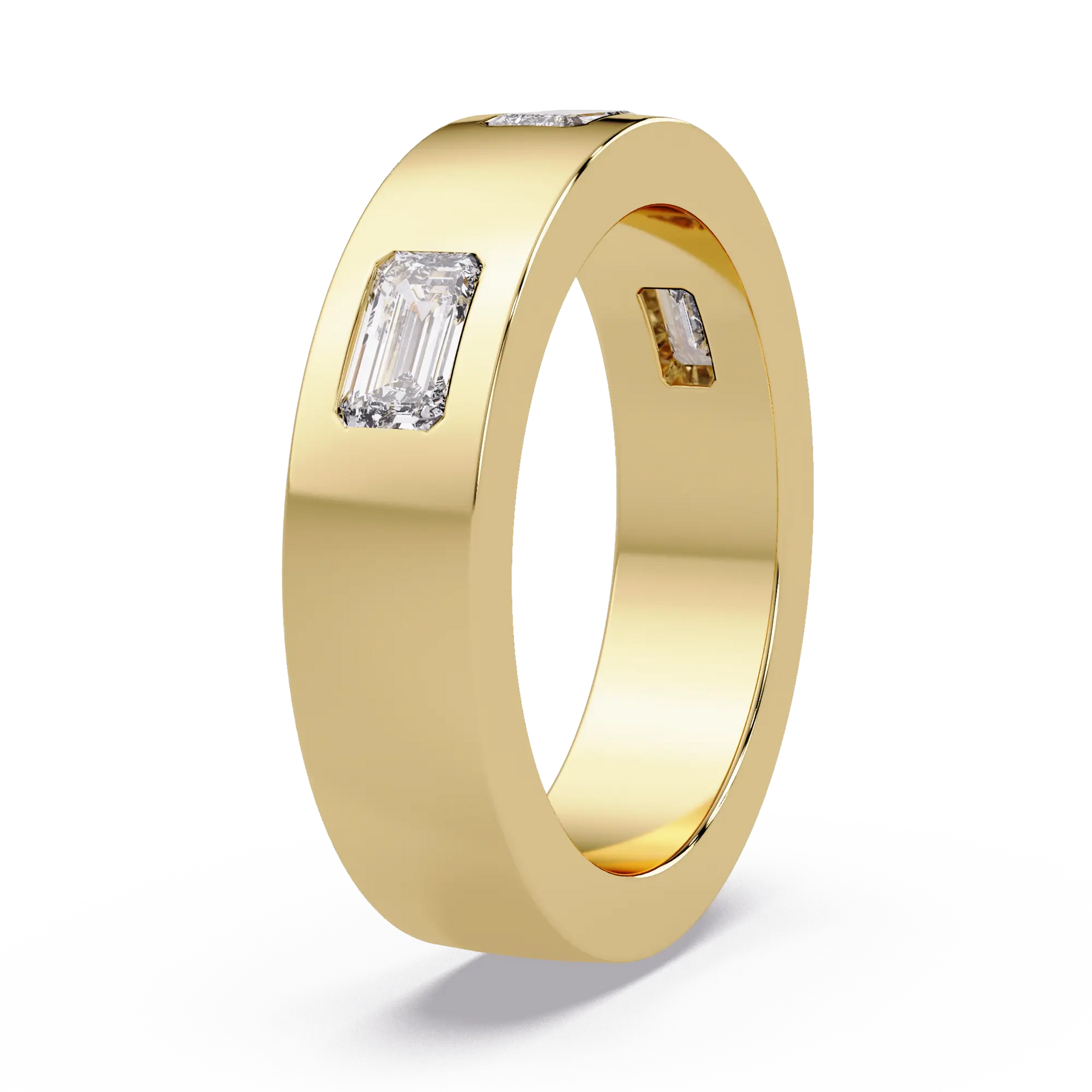 Emerald Cut Lab Grown Diamond Wedding Band Modern Flush Set Diamond Anniversary Ring