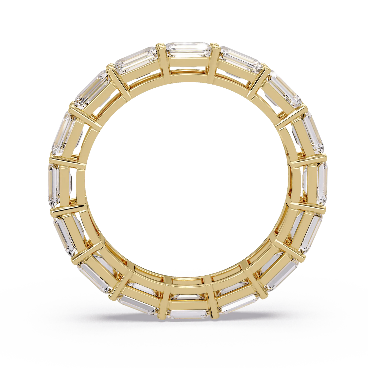 Emerald Cut Lab Grown Diamond Eternity Wedding Band & Classic Shared Prong Anniversary Ring