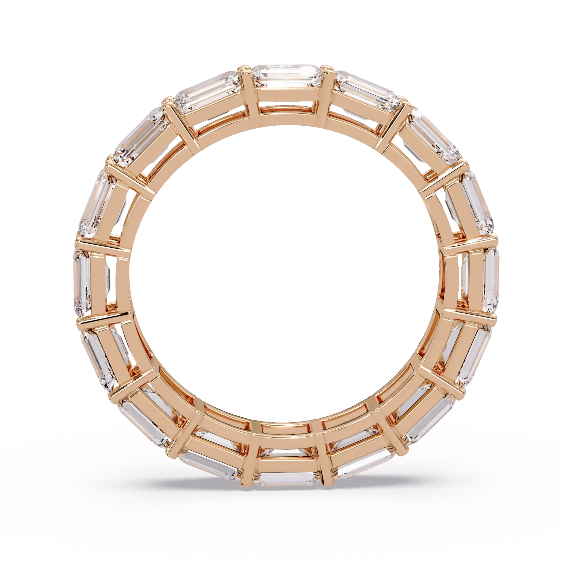 Emerald Cut Lab Grown Diamond Eternity Wedding Band & Classic Shared Prong Anniversary Ring