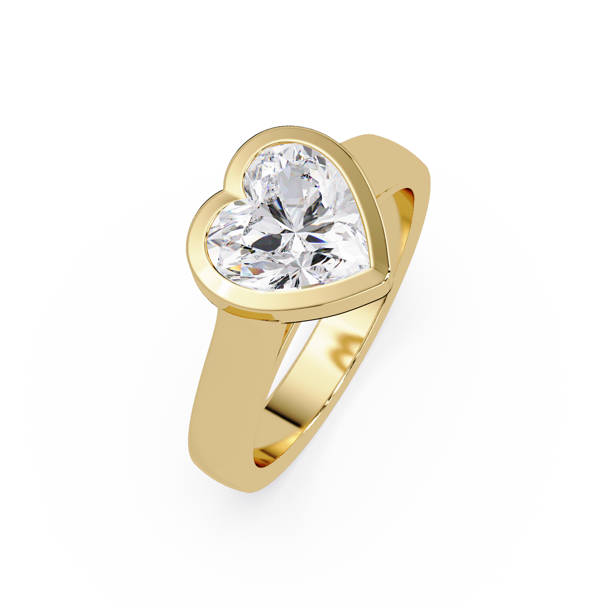 Heart Cut Lab Grown Diamond Bezel Solitaire Ring